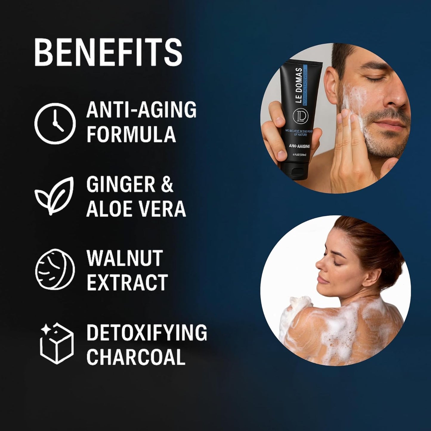 Body Wash & Face Wash Combo โ Travel Size, Sulfate-Free Cleanser with Aloe Vera, Coconut Oil & Activated Charcoal โ Hydrating & Moisturizing Organic Wash for All Skin Types โ For Women & Men