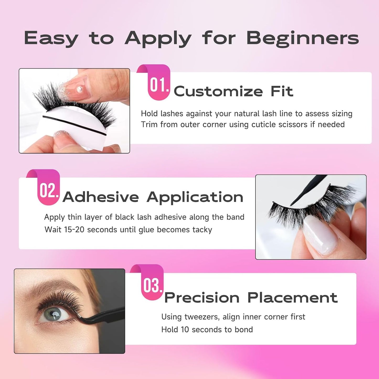 Dramatic Cat Eyelashes - Fluffy Volume False Eyelashes with Lightweight Comfort, Easy Apply Winged Style (8-16mm), Reusable Glam Lashes for All Eye Shapes, 7 Pairs Full-Strip Lashes