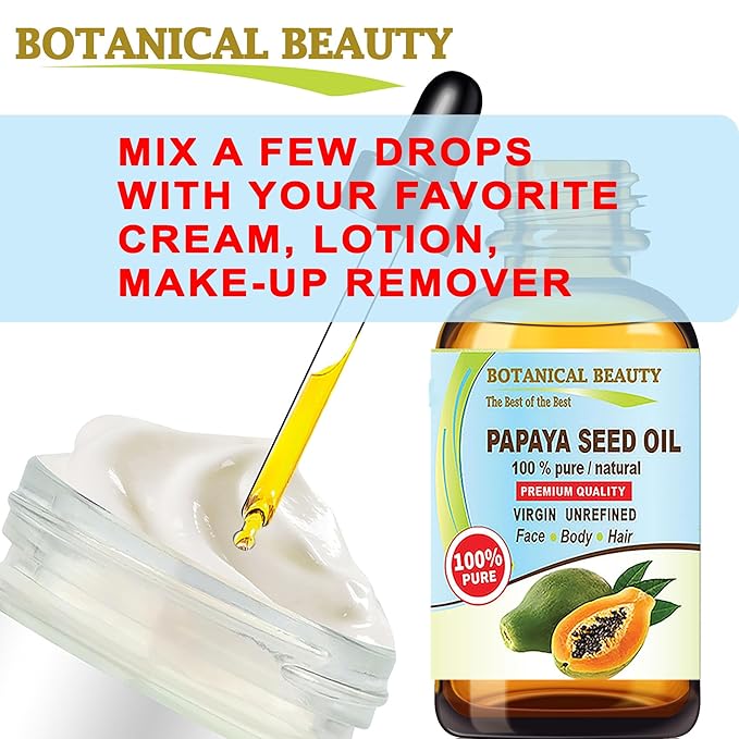 Botanical Beauty PAPAYA SEED OIL WILD GROWTH 100% Pure Natural Virgin Unrefined Undiluted Cold Pressed Carrier Oil for Face, Skin, Hair, Lip, Nails 0.5 Fl. oz. - 15 ml