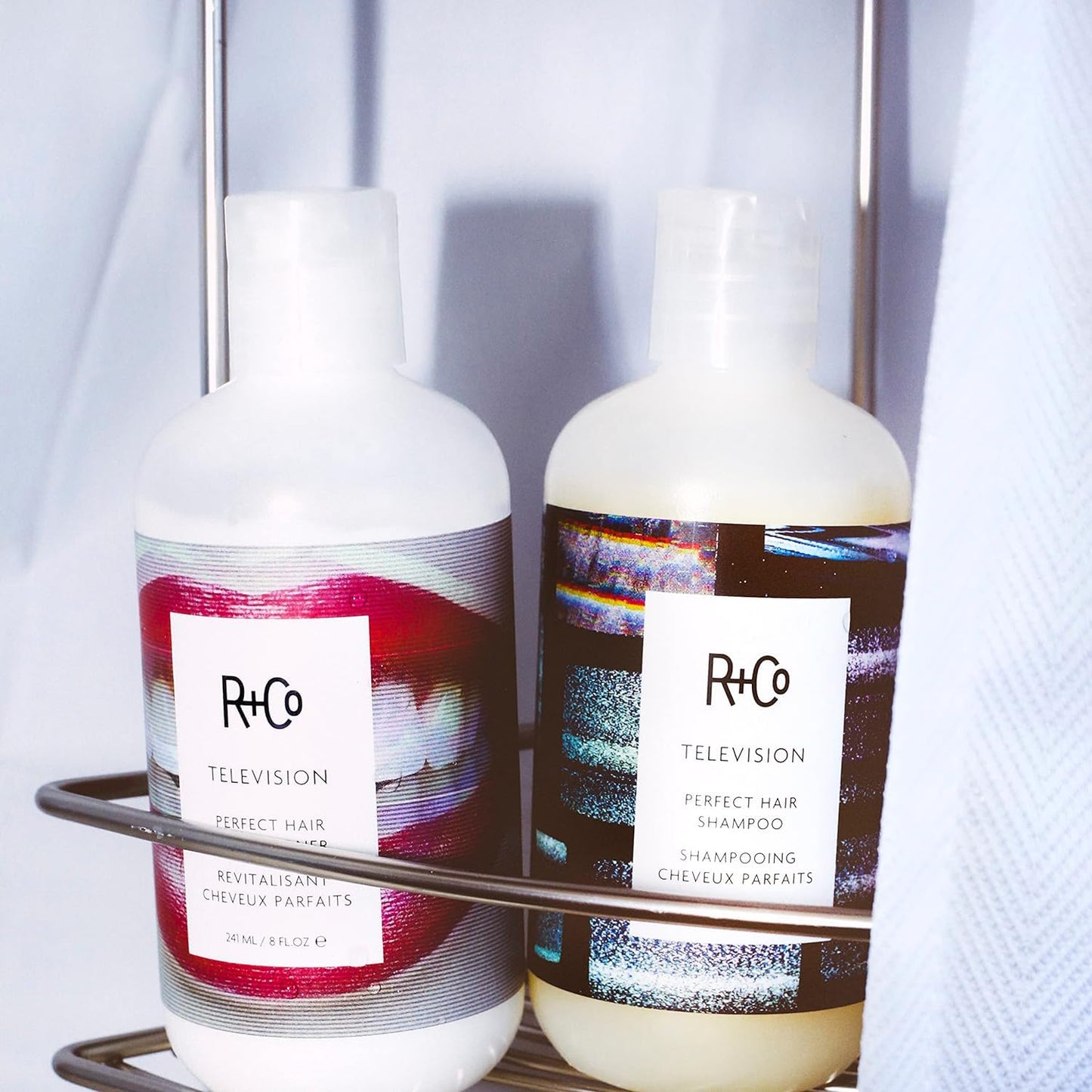 R+Co Television Perfect Hair Shampoo & Conditioner Set + Deluxe Sample (0.5oz) | Smooths, Adds Shine & Volume | Vegan + Cruelty-Free | 8.5oz (Pack of 2)