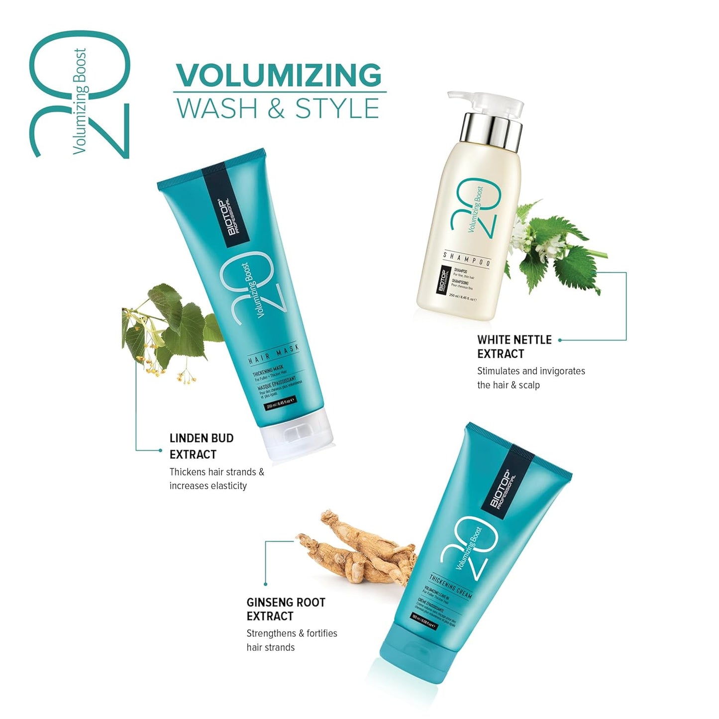 Biotop Professional 20 Volumizing Hair Mask - Nourishing Hair Treatment for Lasting Volume, Body & Weightless Moisture - Provides Long-Lasting Humidity & Hair Color Protection (8.45 Fl Oz)