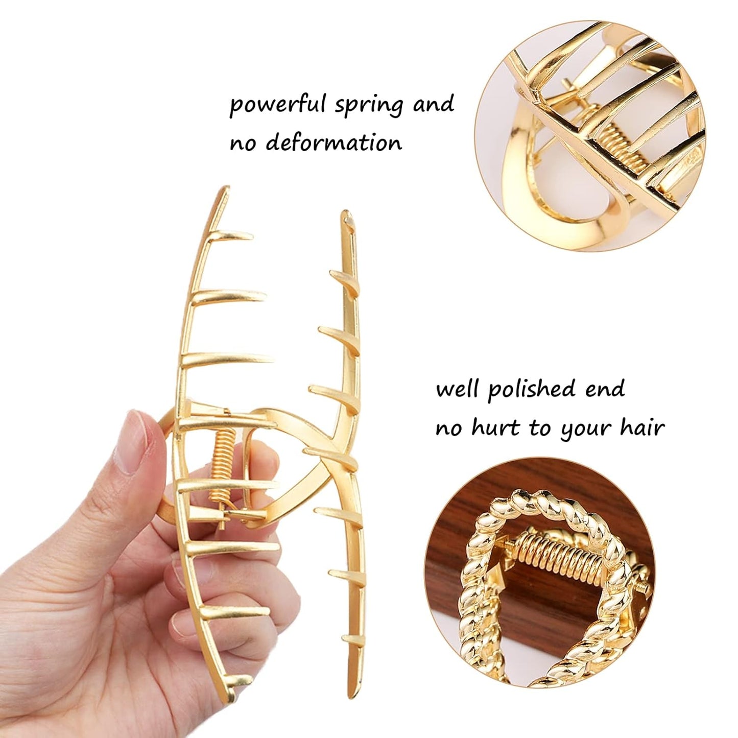 Mehayi 3 PCS Metal Large Claw Clips for Thick Heavy Hair, Strong Hold Big Non-Slip Hair Catch Barrette Jaw Clamp for Long Hair, Fashion Styling Accessories for Women Girls