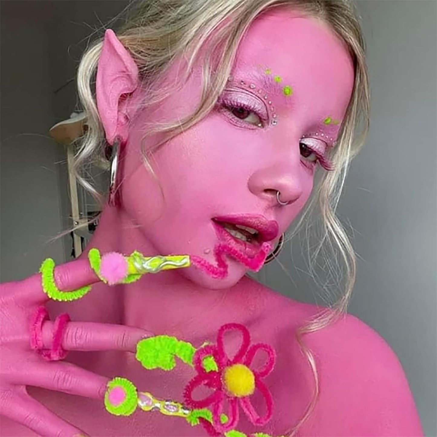 Mysense Hot Pink Face Body Hair Paint Stick,Easter Bunny Face Paint,Water Based Temporary Hair Color,Cream Body Painting for Adults and Children Halloween Cosplay SFX Makeup,0.5oz