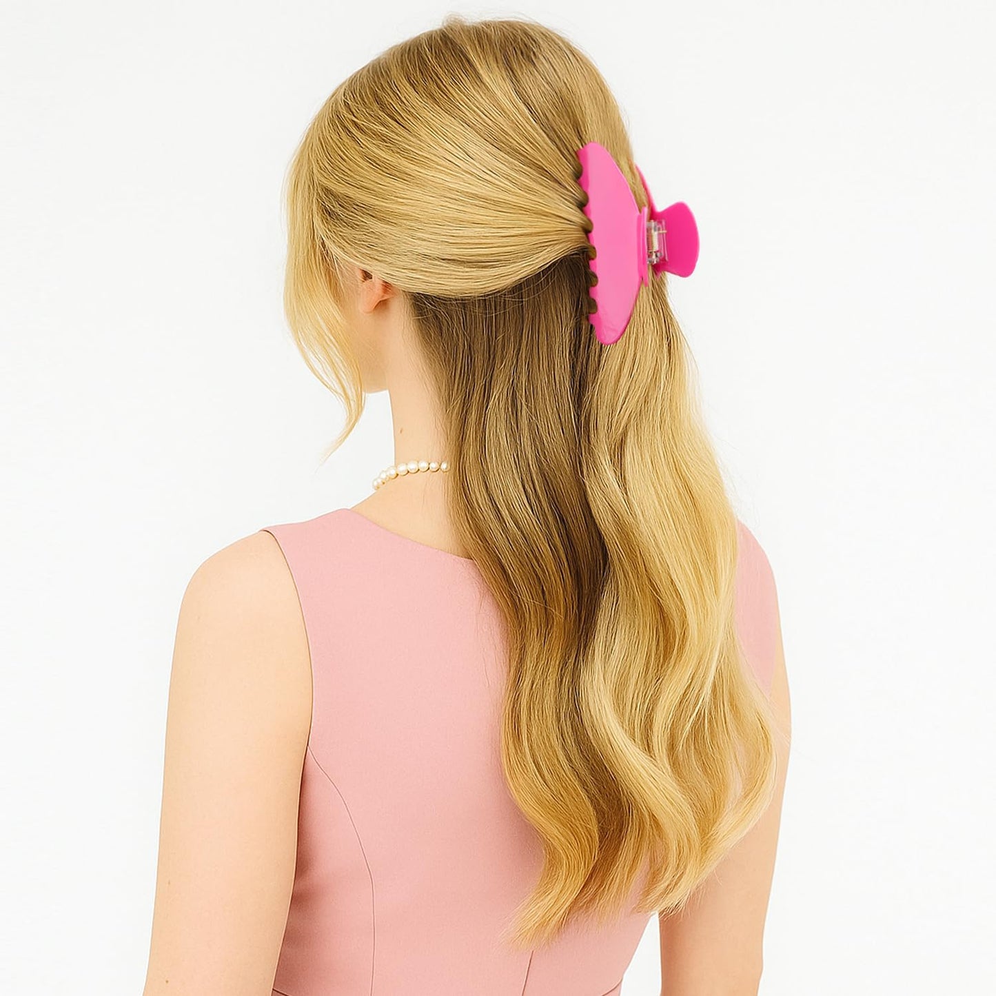 MAORULU Premium Durable Acetate Hair Claw Clips for Women Girls, 4 Inch Large Cute Jaw Clip for Thick or Thin Hair, Vintage Y2K Hair Clips (Hot Pink)