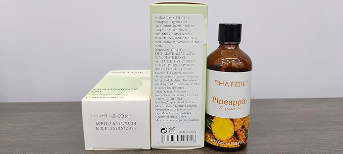 3.38FL.OZ Pineapple Fragrance Oils for Aromatherapy, Essential Oils for Diffusers for Home, Perfect for Diffuser, Yoga, Skin Care, DIY Candle and Soap Making - 100ml