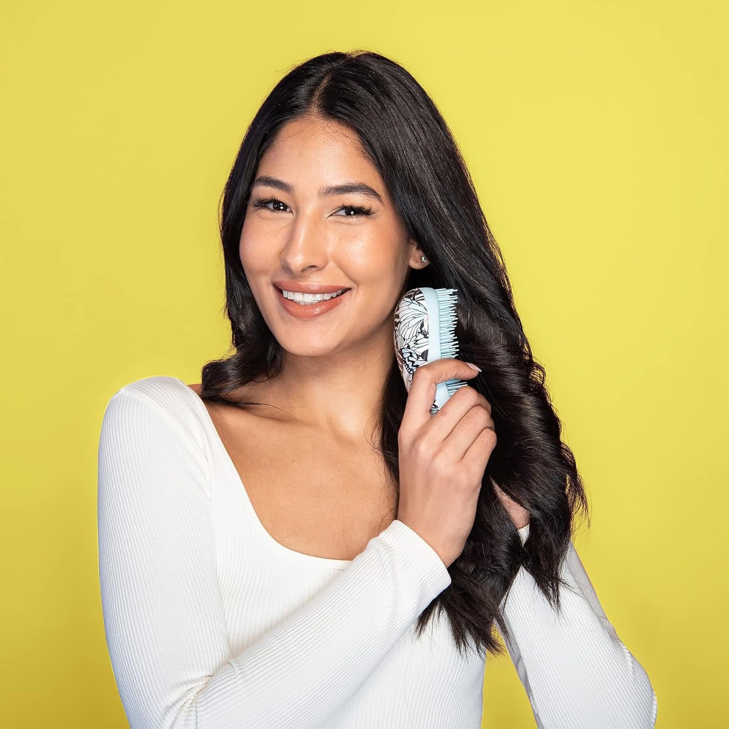 Hand Grip Brush, Gentle Detangling, Detangler Hair Brush for All Hair Types. For use on Wet or Dry Hair (Blue Butterfly)