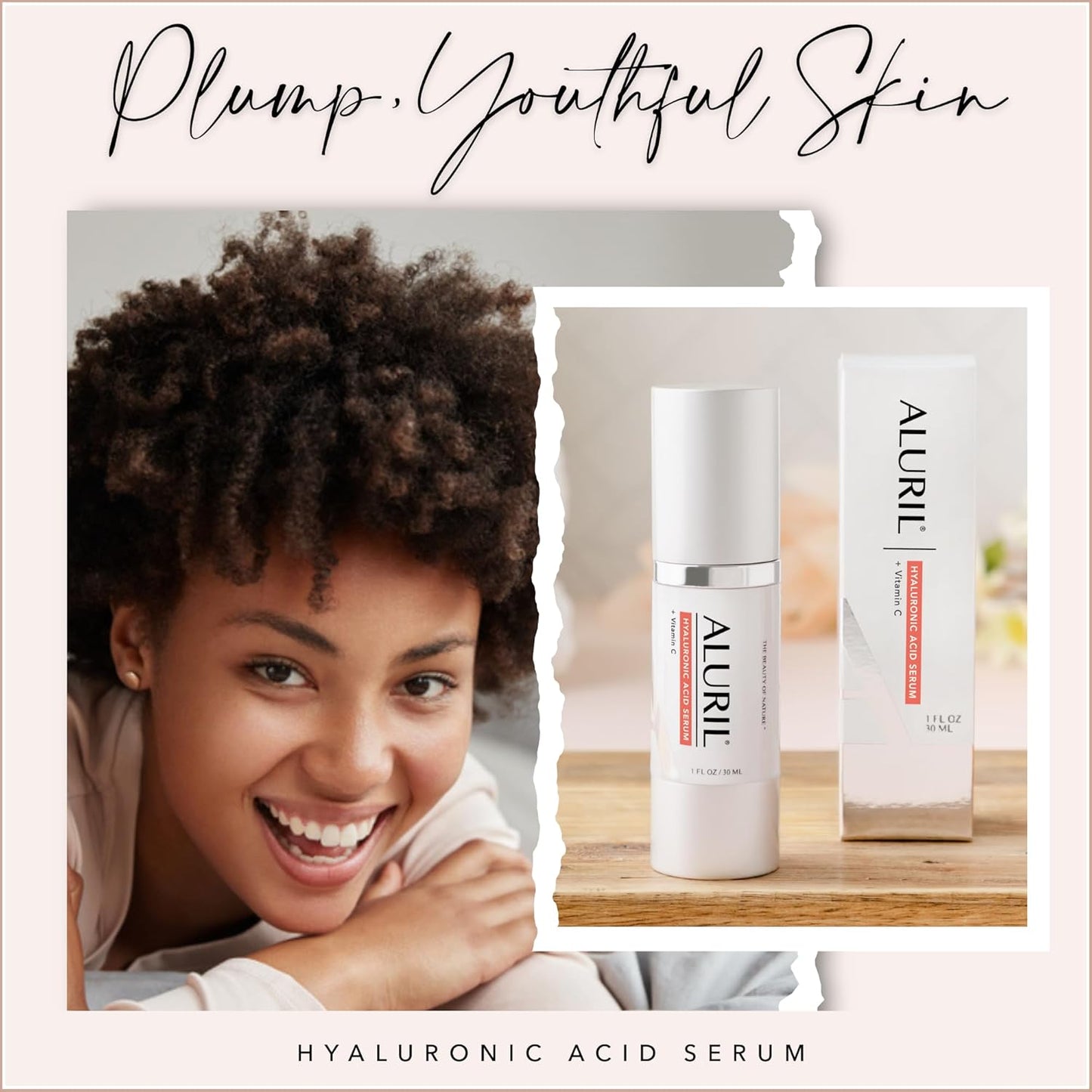 Hyaluronic Acid Serum with Vitamin C - Hydrating & Moisturizing Serum to Soothe Plump Face & Tighten Skin, Enhanced with Vitamin E to Diminish Dark Spots, Fine Lines & Signs of Aging, 1 fl oz