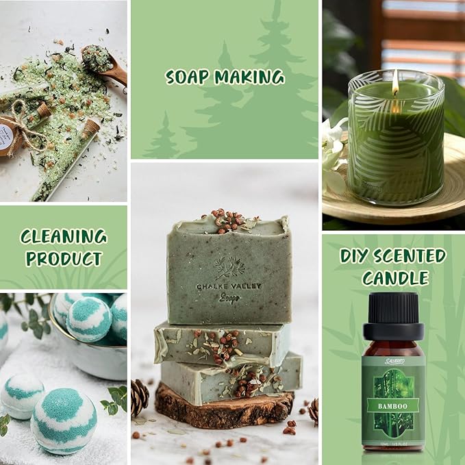 SALUBRITO Nature Fragrance Oils Set, Essential Oils Set - Forest Pine, Ocean Breeze, Rain, Fresh Cut Grass, Mountain Air, Bamboo, Premium Scented Oil for Diffuser, Candle, Soap Making