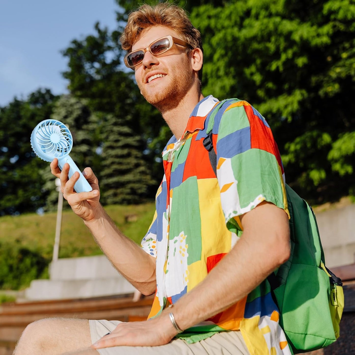 6 Pcs Mini Powerful Handheld Fan 3 Speed Personal Small Portable Rechargeable Fan with Base USB for Women Eyelash Makeup Office Travel Beach Indoor Outdoor (Mixed Colors)