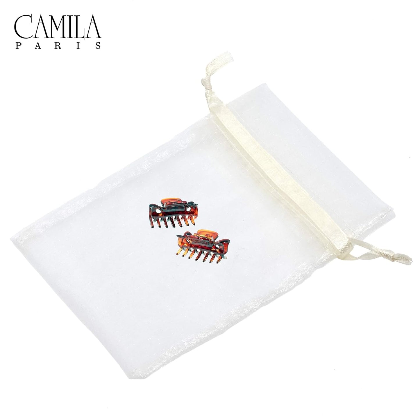 Camila Paris CP22/2 French Hair Clip for Women, 1.5 inch Set of 2 Tortoise Girls Hair Claw Clips Jaw Fashion Durable Styling Hair Accessories for Women, Strong Hold No Slip Grip, Made in France