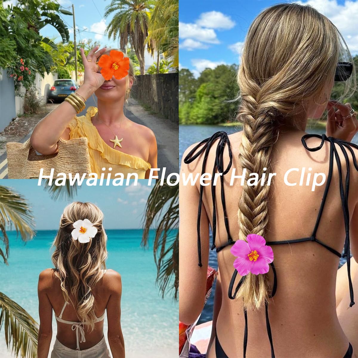4Pcs Hawaiian Flower Hair Clips For Women Hibiscus Flower Hair Barrettes Alligator Clip Spring Plumeria Hair Accessories Clip Hawaii Party Decorations For Summer Beach Vacation Hair Styling Designs