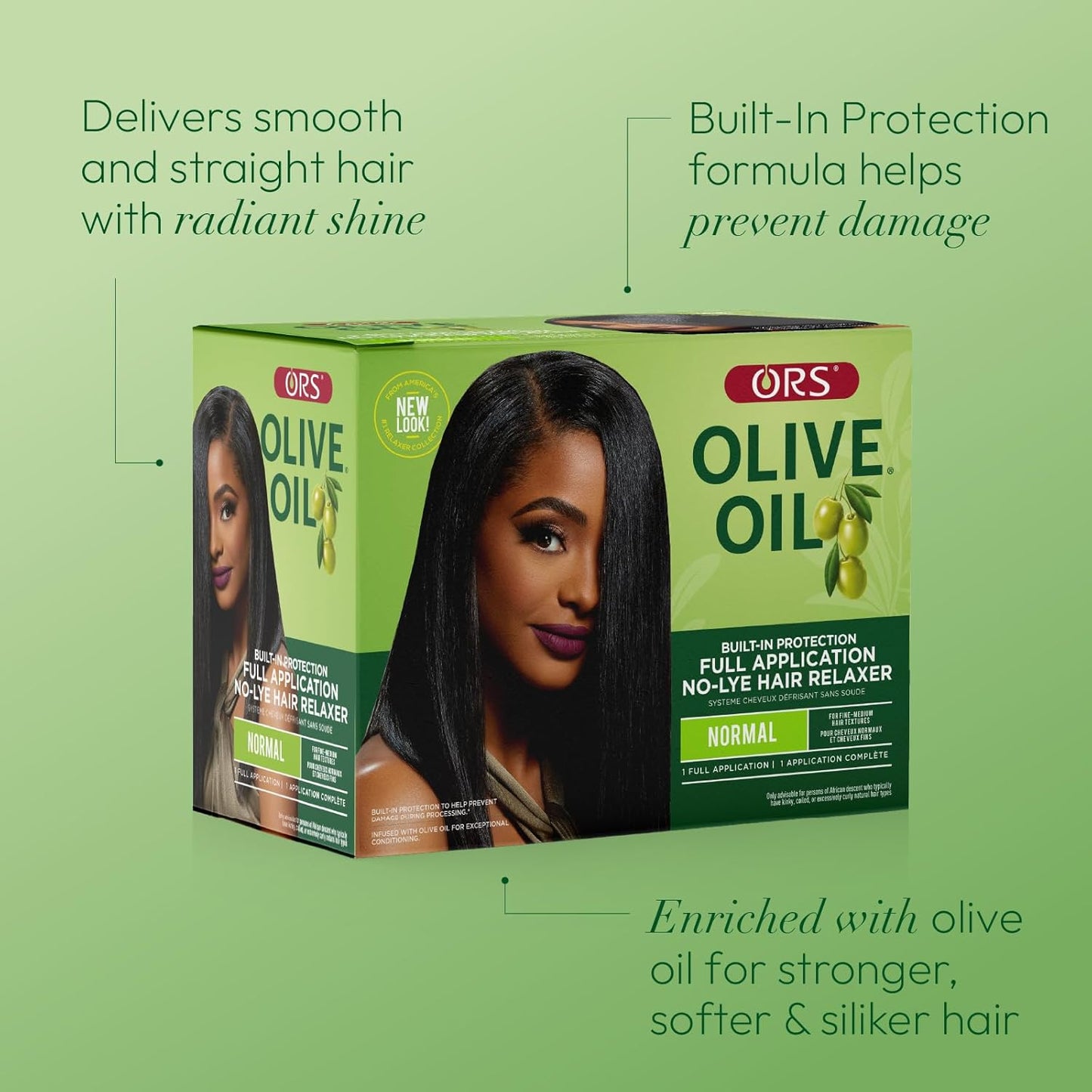 ORS Olive Oil Built-In Protection Full Application No-Lye Hair Relaxer Normal Strength (Pack of 3)