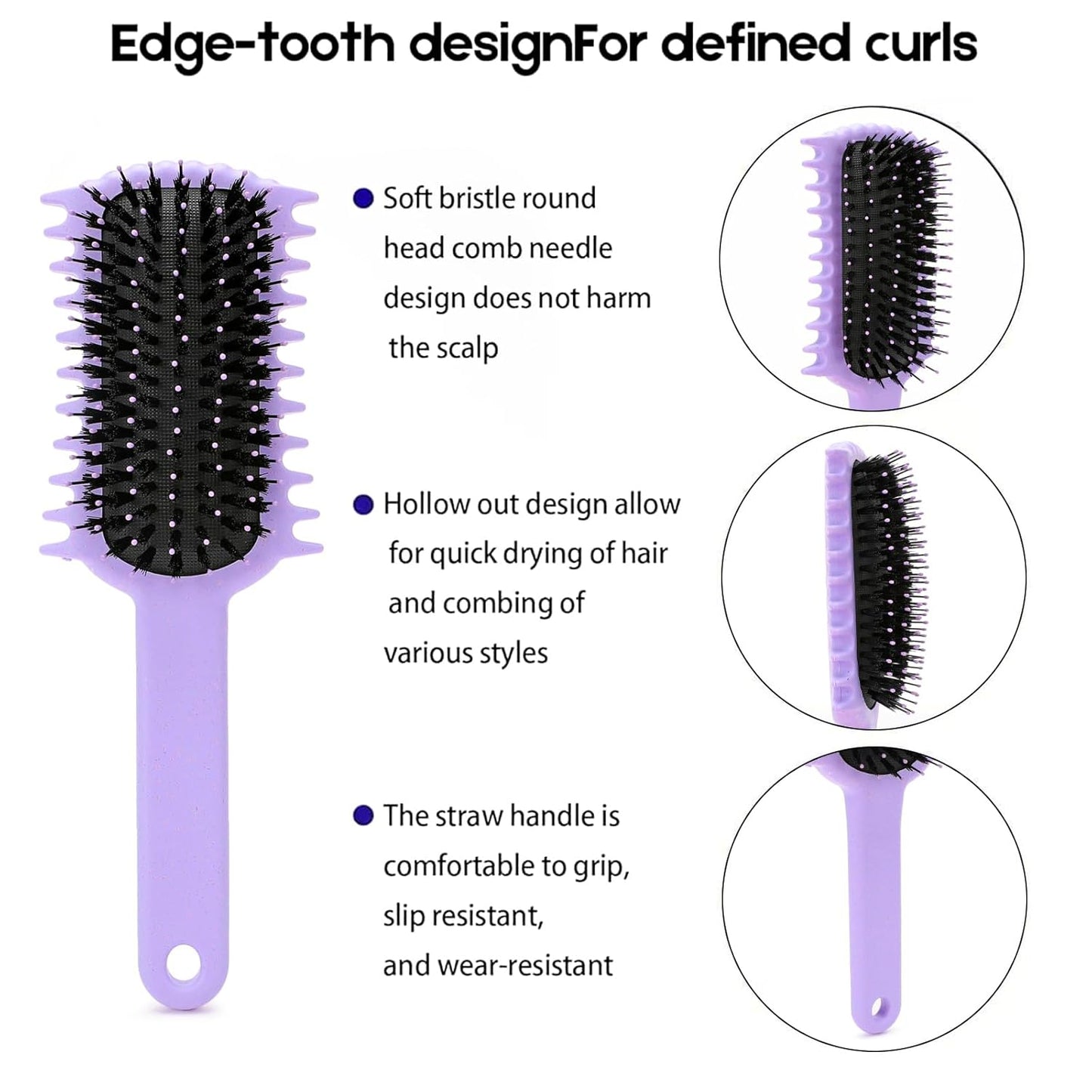 Curly Hair Brush, Volume Curl Defining Brush for Detangling Shaping and Styling Women's Curls, Reduce Pulling (Green)
