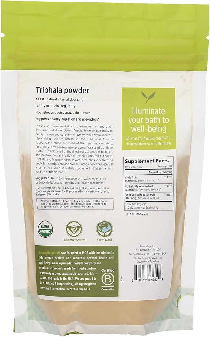 Banyan Botanicals Triphala Powder- Certified Organic