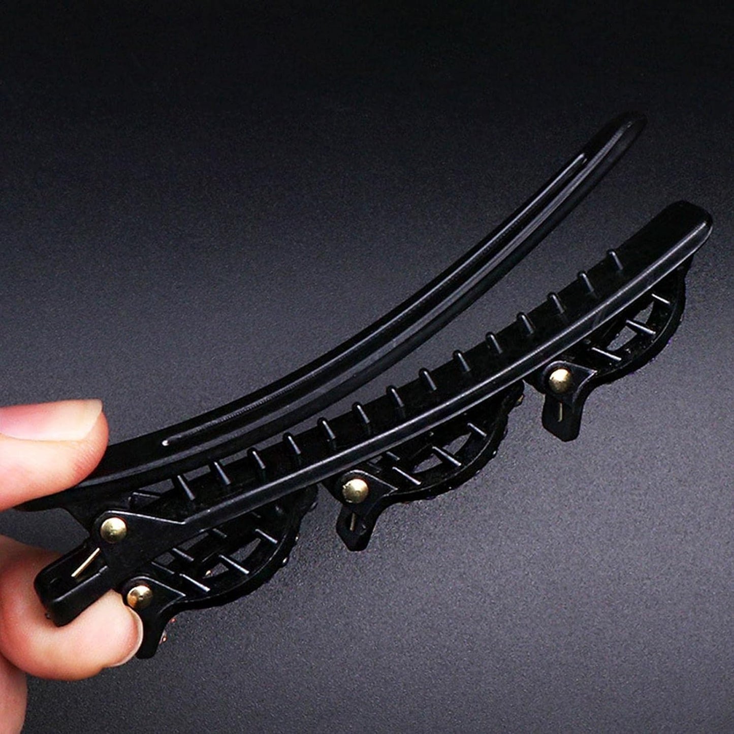Black Sparkling Crystal Stone Braided Hair Clips,Double Bangs Hair Clips Braided Hairpins, Braided Hair Clip with Rhinestones, Side Bangs Hair Styling for Women, Hair Accessories