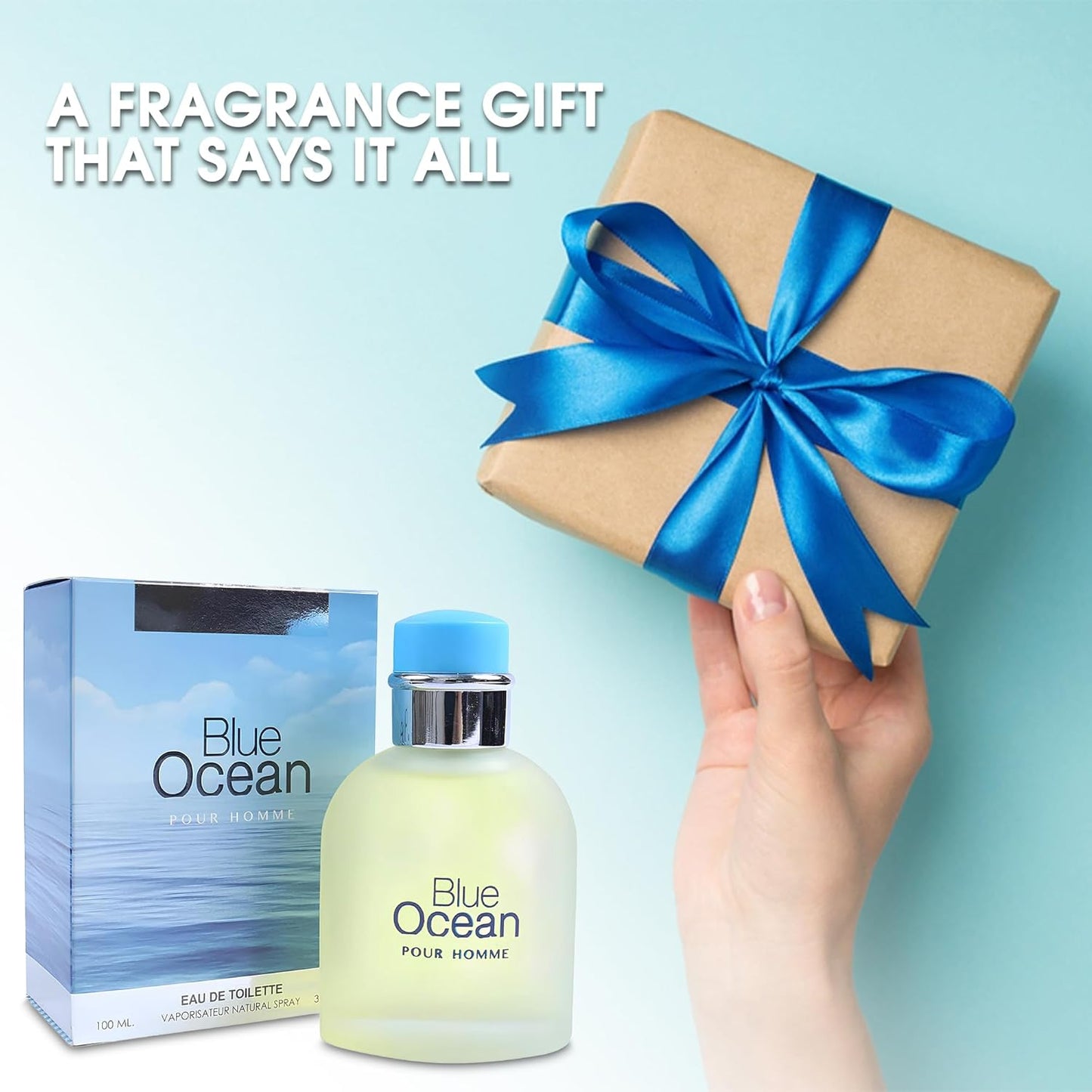 Blue Ocean Sensual Woody Fragrance for Men | Long Lasting Cologne Aromatic Scent, Eau de Parfum Natural Spray - Great Holiday Gift, 3.4 Fl Oz/100 Ml