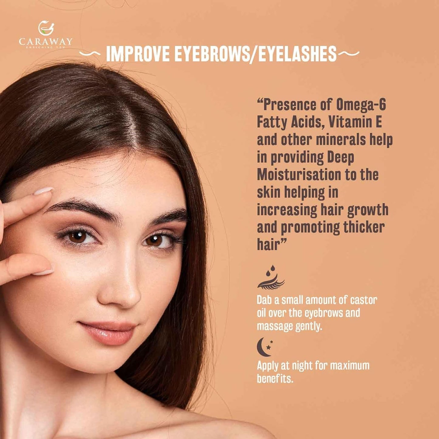 CARAWAY Cold Pressed Pure Castor Oil – Indian Handmade | Therapeutic Grade | Edible | For Liver Detox, Hair Growth, Eyelashes, Skin, Constipation & Joint Pain | Glass Bottle – 236ml