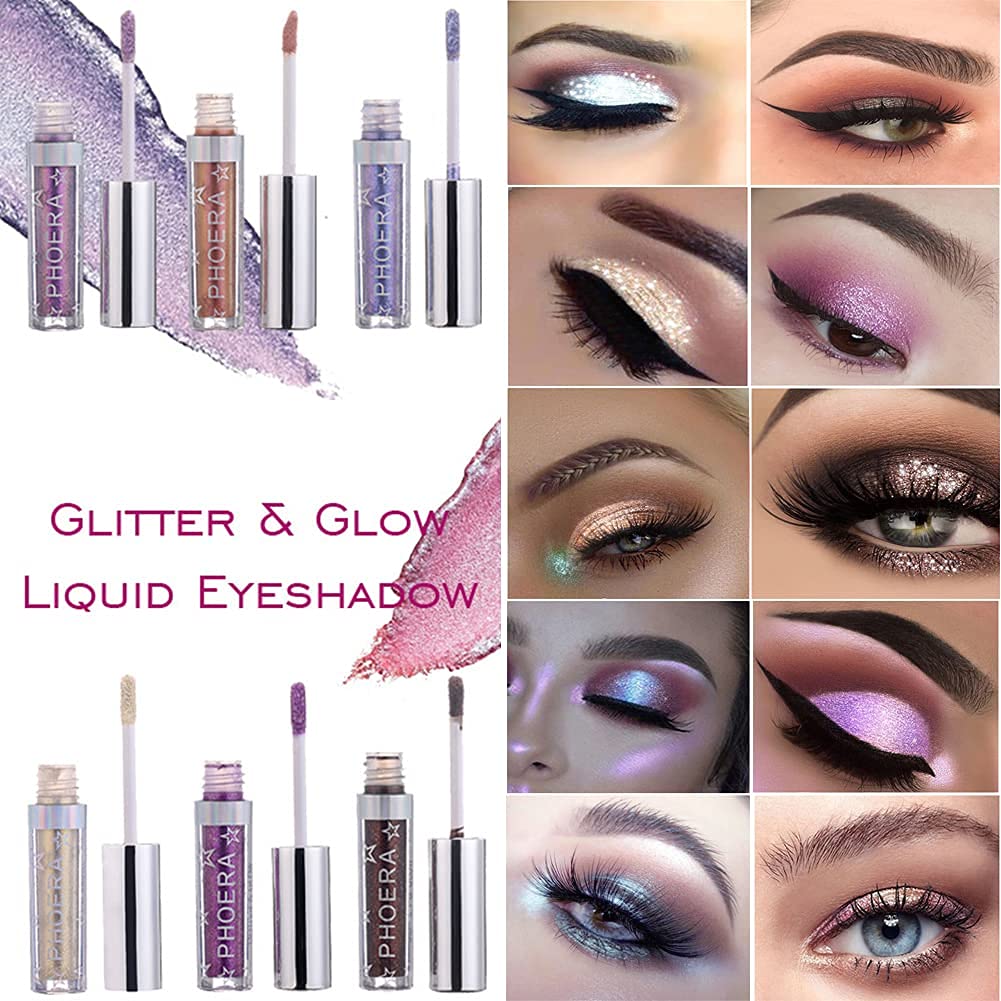Glitter Eyeshadow,Makeup For Eyes Liquid Shimmer Sparkle Glow Light Colors Pencil Stick Shiny Long Lasting Waterproof Shining Eye Shadow Sets Metallic Pigments Metals Gloss Sparkling Pen Kit (A110)