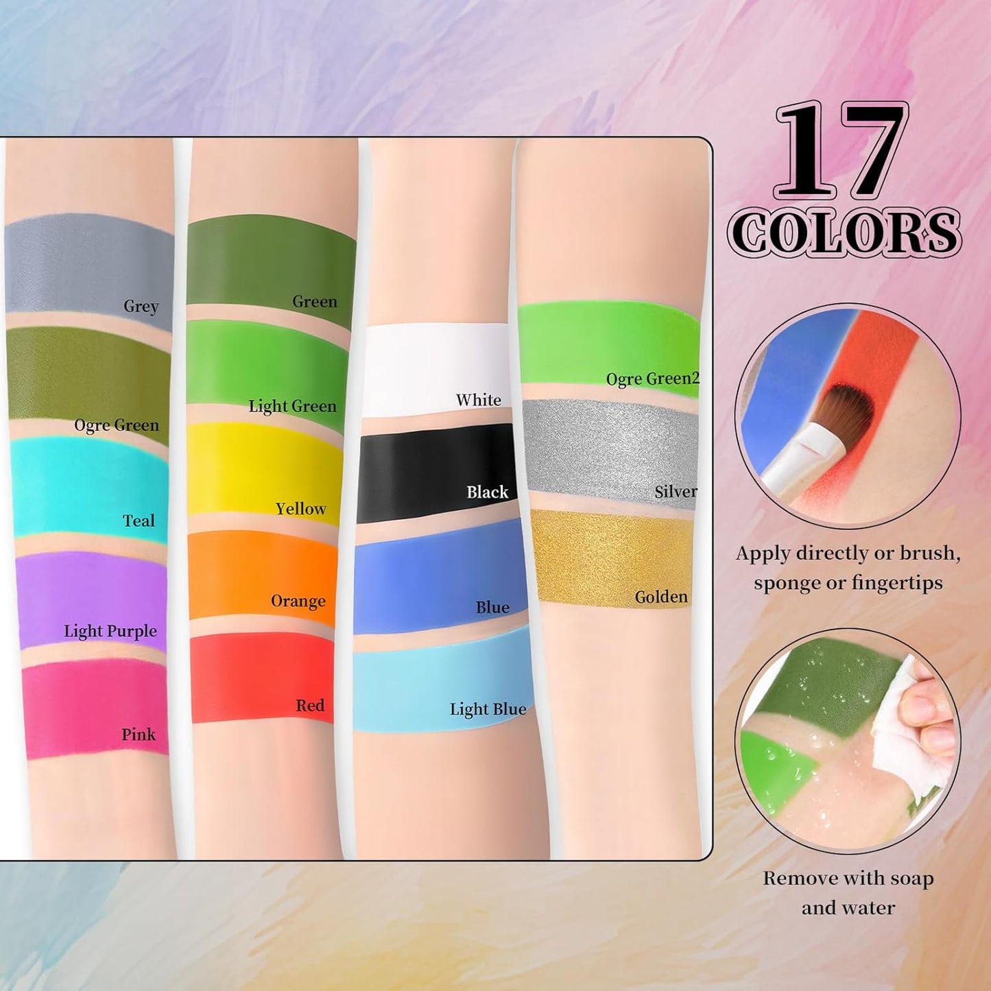 Silver Face Body Painting Stick, Professional Silver Full-coverage Cream Face Paint for Halloween SFX Cosplay Makeup, Washable Eye Body Stick for Adult Costume Party