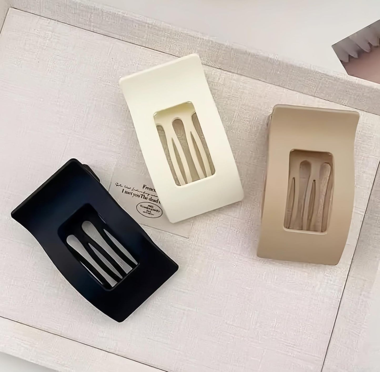 3Pcs Hair Claw Clips,Flat Hair Clips for Women Girls,French Duck Billed Hair Jaw Claw Clip, Non Slip Grip for Daily Styling Tortoise (matte finish)