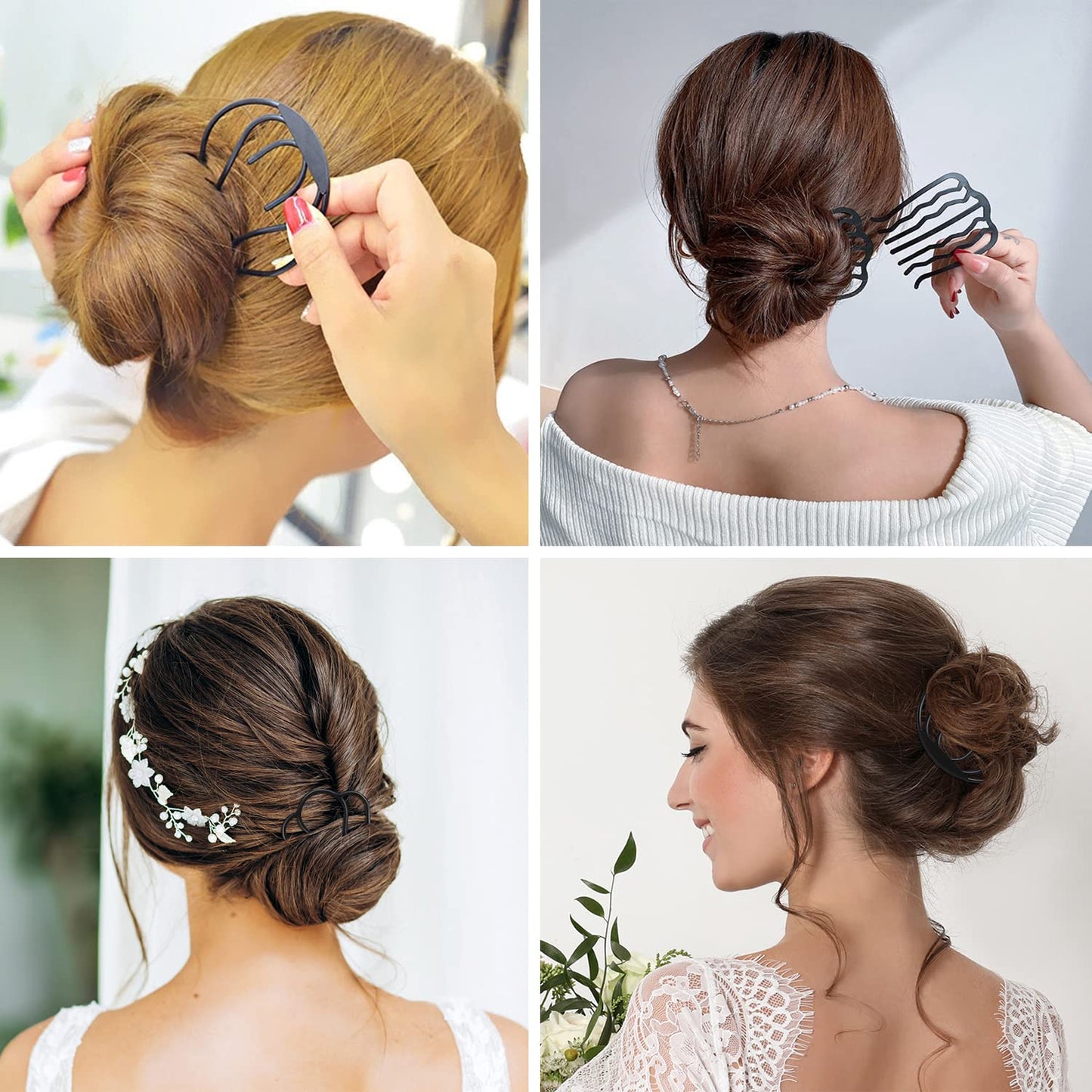 12 Pcs Hair Side Combs and Clips for Updo Bun, U Shape French Twist Pins for Women's Vintage Hair Styling