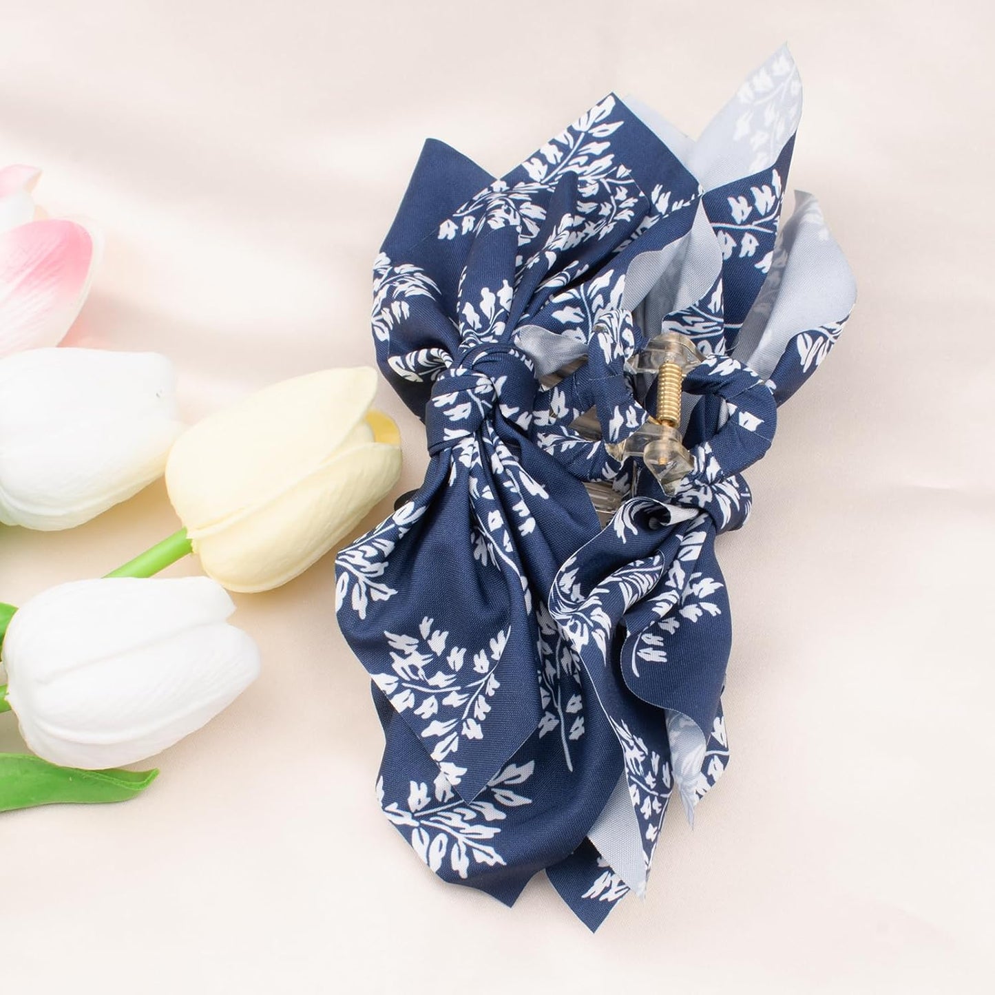 Bow Claw Clips Bow Hair Clips Blue White 1PCS Big Hair Bows for Women Butterfly Styling Large Hair Clips for Thick Hair for Girls Hair Accessories for Teens