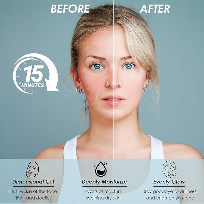 12 Pack Face Mask Skin Care,Sheet Mask Set,Facial Masks for Women Care, Skincare Hydrating Face Masks,Moisturizing,Soothing,Premium for All Skin Types