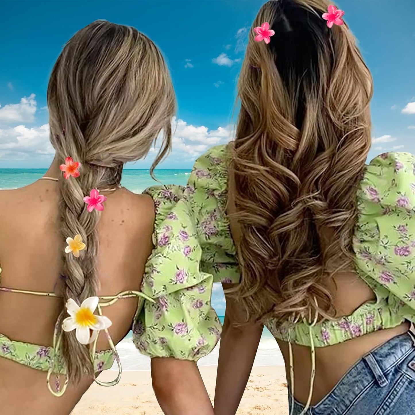 Flower Hair Claw Clips-4PCS Small Claw Clips for Thick/Thin Hair Claws,Strong Hold Nonslip Cute Hair Clips for Women Girls,Hawaiian Hair Accessories Holiday Gifts