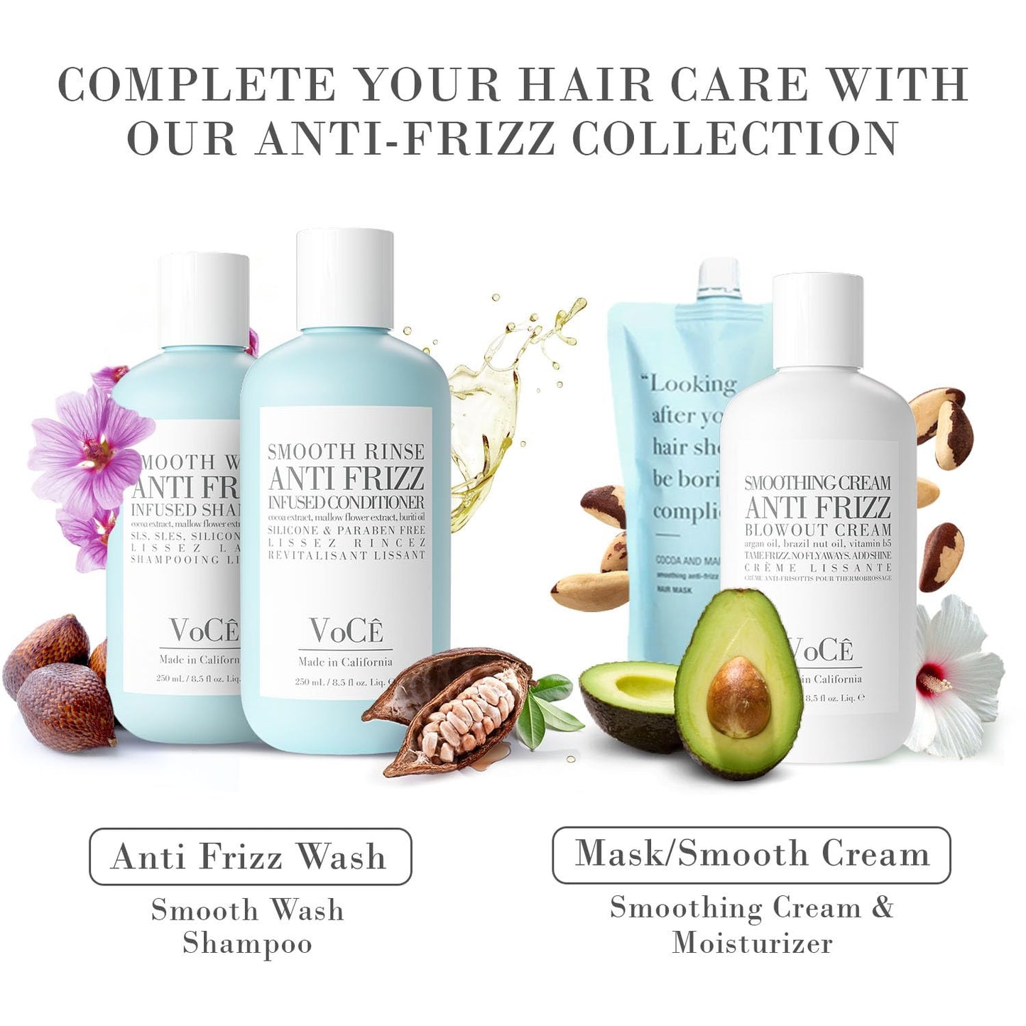 VoCÊ Haircare Natural Smooth Conditioner - Rinse | Anti-Frizz, Curl Defining, Shine Enhancing, Non-Toxic, Cruelty-Free, Vegan with Cocoa Extract, Mallow Flower, and Buriti Oil (32 oz | 946 ml)