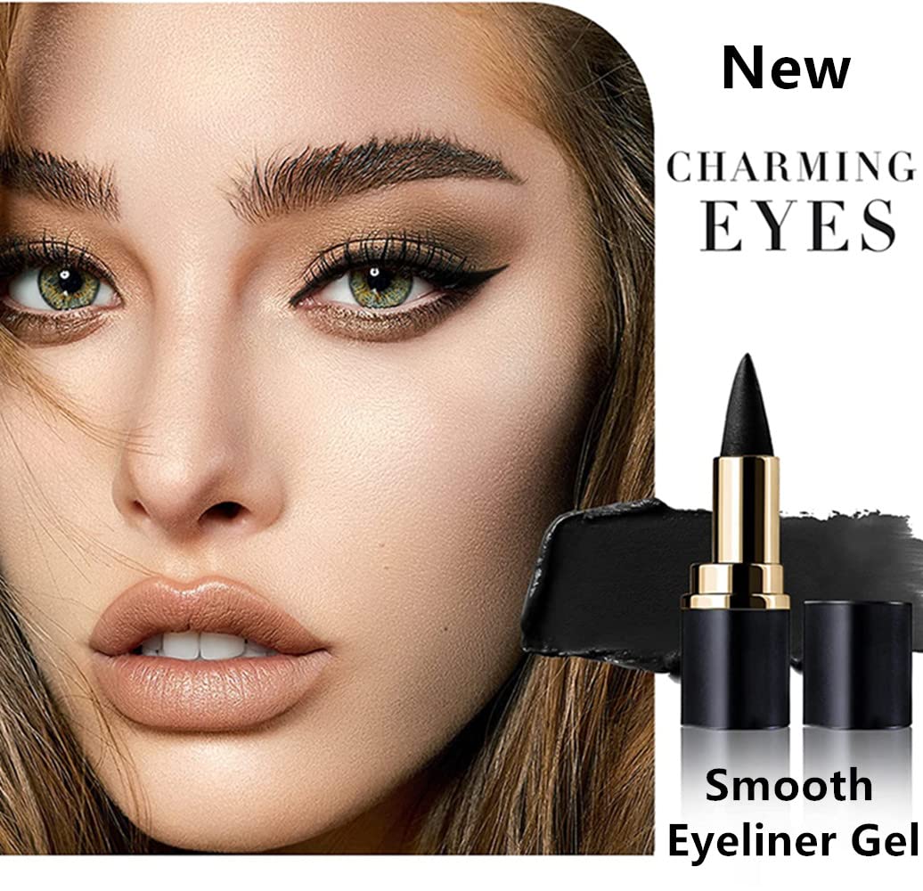 Go Ho Black Gel Eyeliner Stick,Waterproof Eye Cream for Women,Cat Eye Smokey Eyeshadow Stick Crayon,Goth Halloween Makeup,delineador de ojos contra el agua