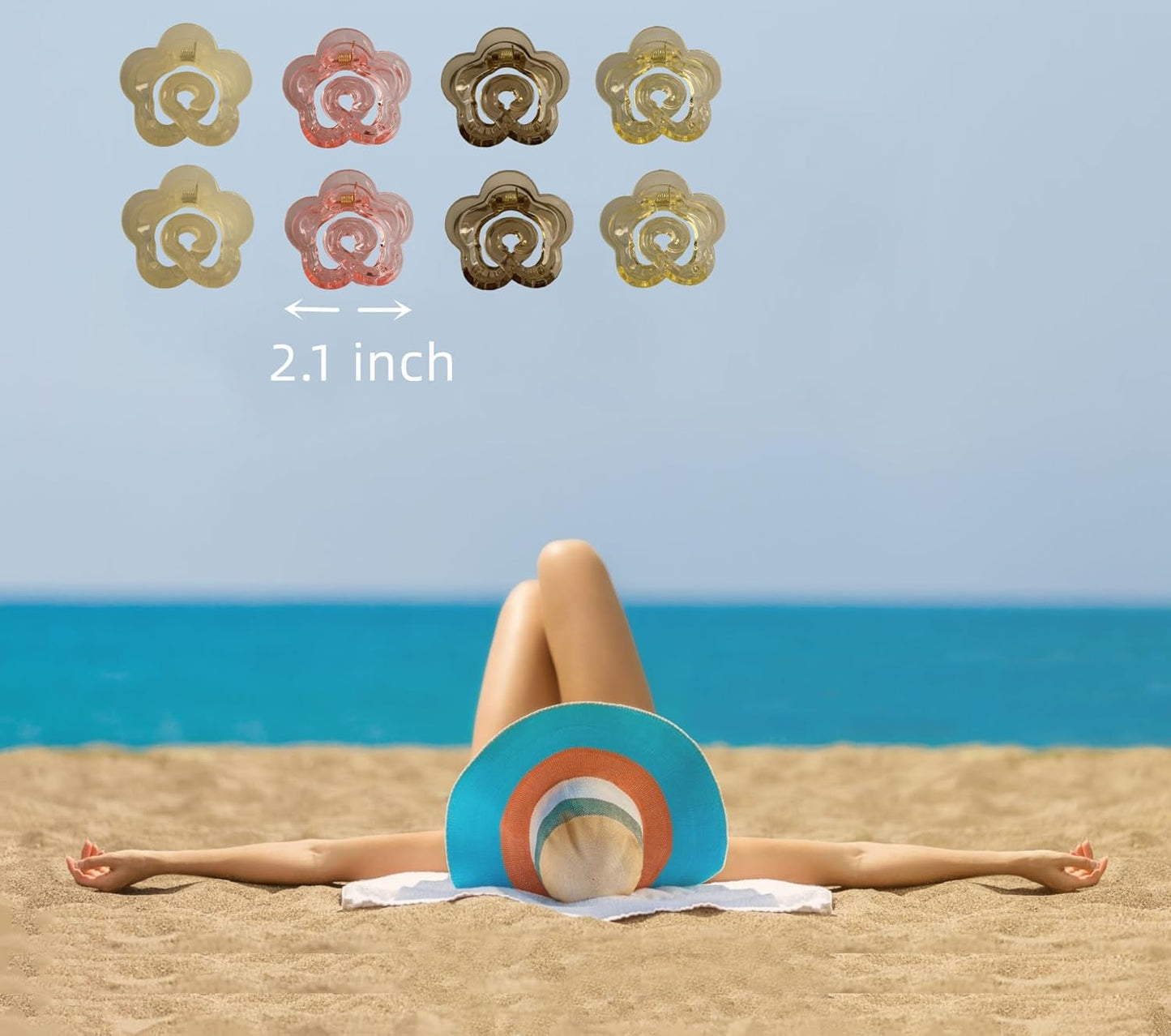 MARY LAVENDER Hair Clip Medium Claw Clips Flower-Shaped for Women and Girls, Non Slip Strong Hold Hair Clips for Thick Hair Medium Hair Thin Hair 8 pcs