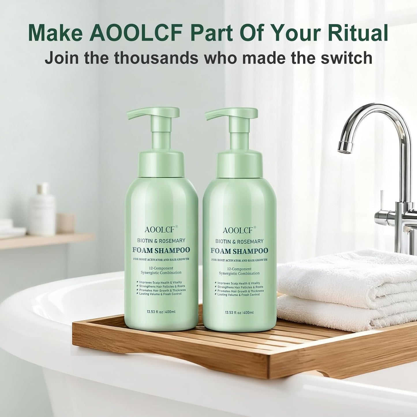 Biotin & Rosemary Shampoo for Hair Growth, Hair Loss Shampoo for Men and Women, 12-Component Synergistic Blend for Visibly Thicker Hair - 13.53 fl oz (Pack of 2)