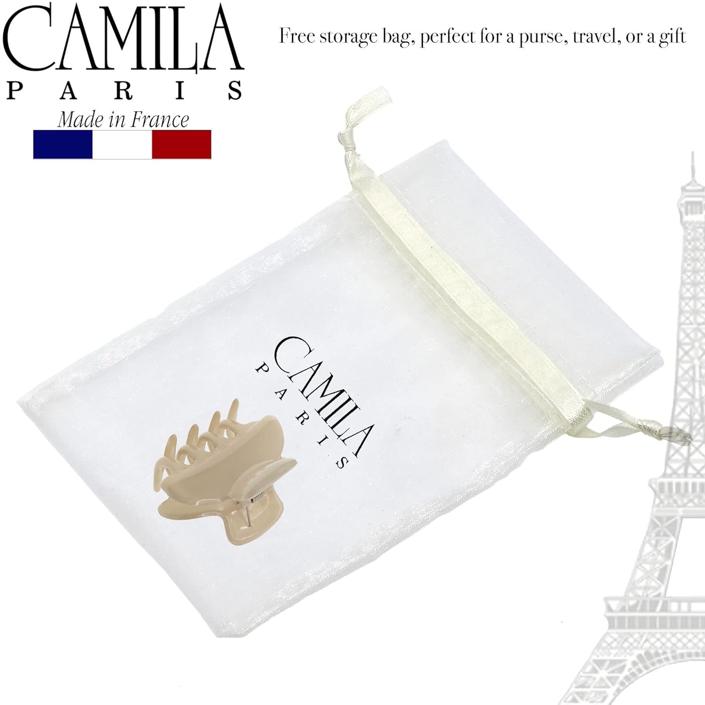 Camila Paris CP3551 French Hair Clip for Women, Small, Nude 2.5 Inch Girls Hair Claw Clips Jaw Fashion Durable Styling Hair Accessories for Women, Strong Hold No Slip Grip, Made in France