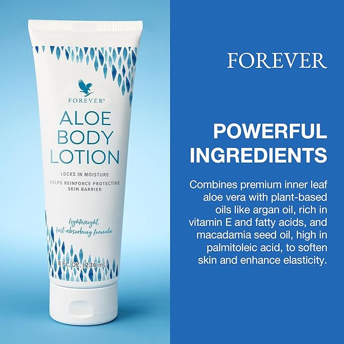 Forever Living - Aloe Body Lotion - Fast-Absorbing and Hydrating Moisturizer for Youthful Skin - Vegan and Gluten-Free - Light Floral Scent - 8 fl oz