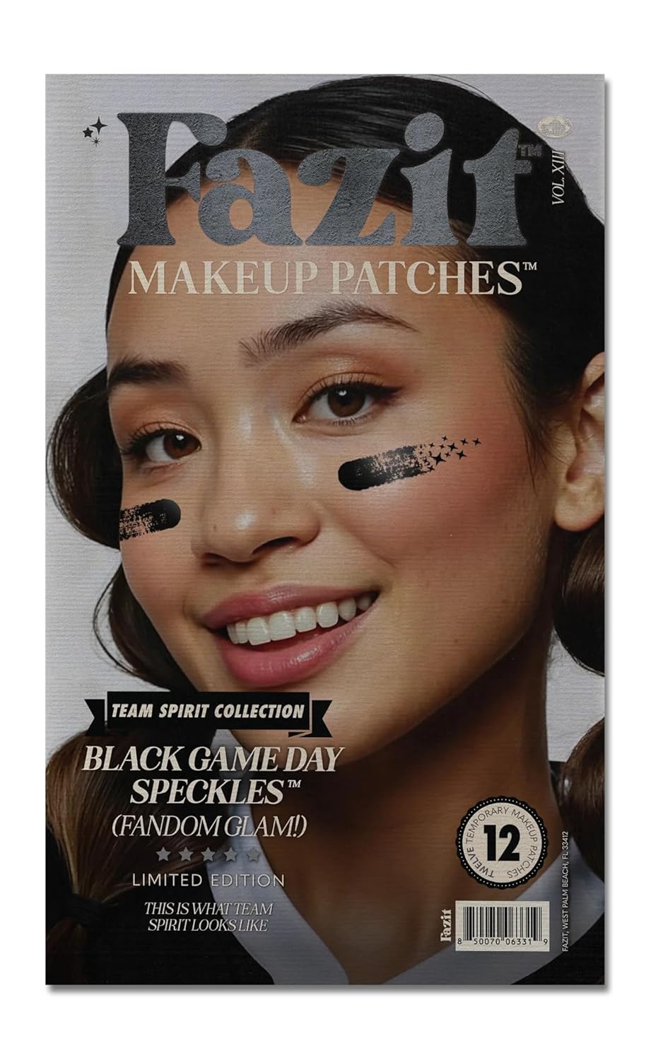 Fazit Makeup Patches - Black Game Day Speckles - Glow Up Make-Up Patches - Cute Glitter Makeup Accessories For Women - Cosmetic Glitter For Face