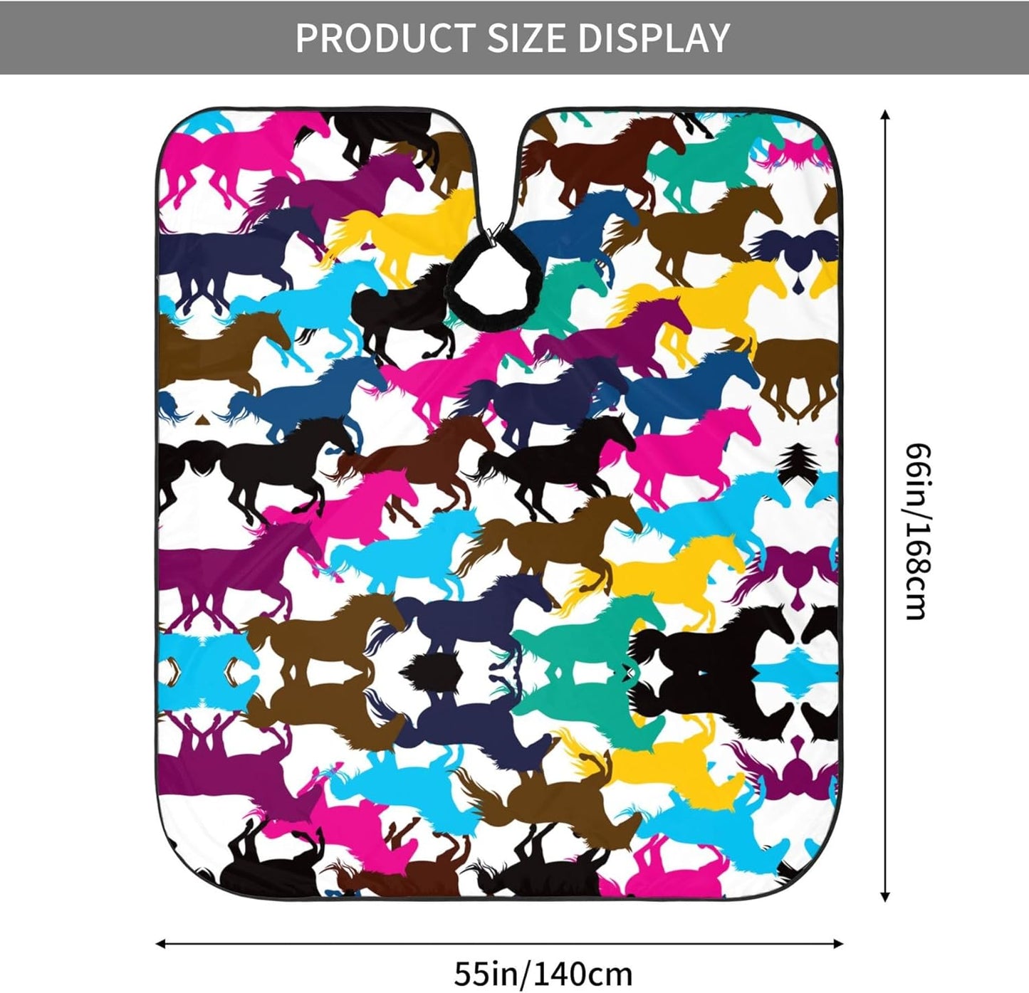 Hair Cutting Salon Cape Colorful Horse Salon Cape Apron for Hair Salon, Cosmetology Supplies, Water Resistant Professional Salon Cape Hair Cutting Cloak - 55x66 Inch
