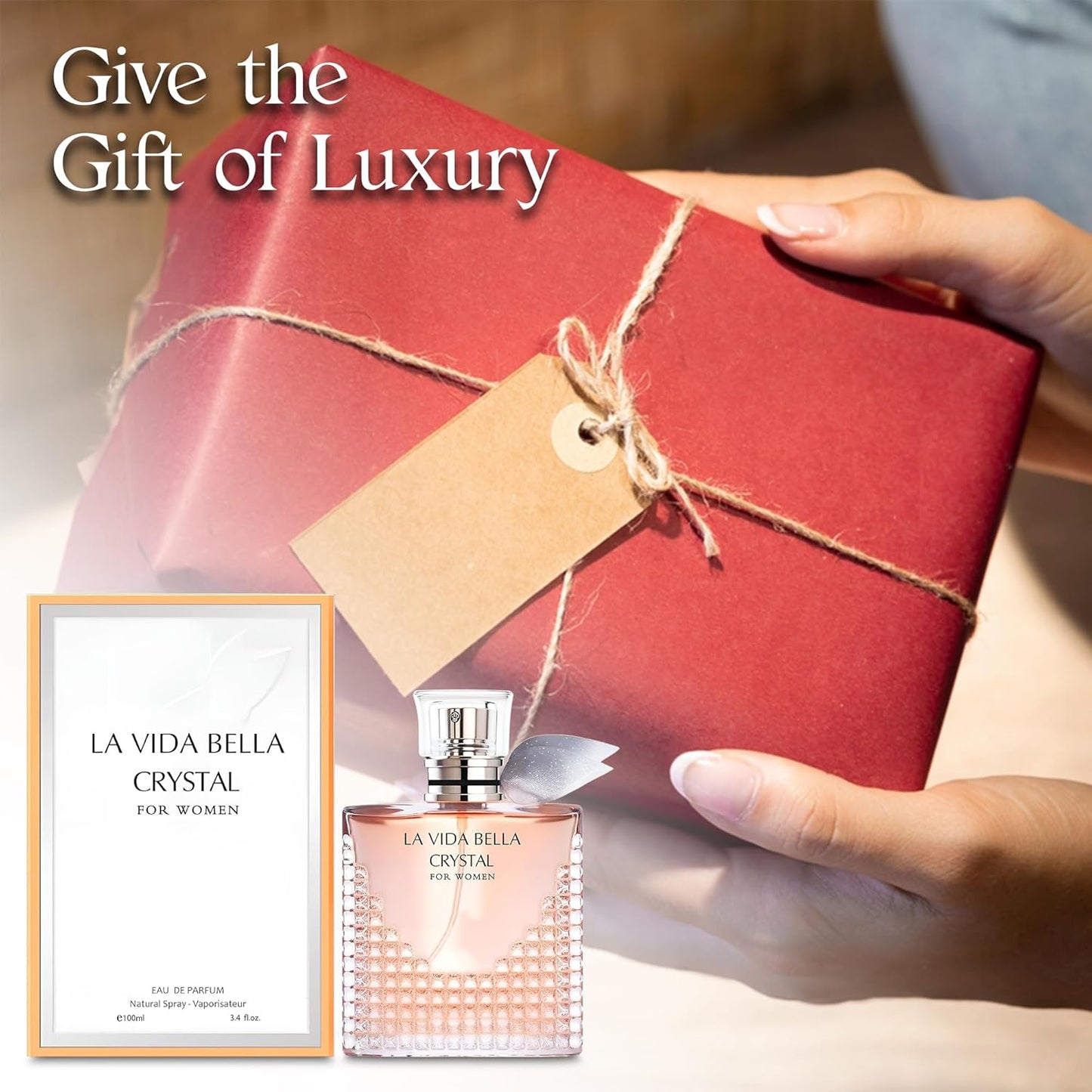 La Vida Bella Crystal Perfume for Women 100ml Eau de Parfum Spray with Coconut, Vanilla and Patchouli Notes Long Lasting Fragrance Daytime & Casual Use(3 Pack)