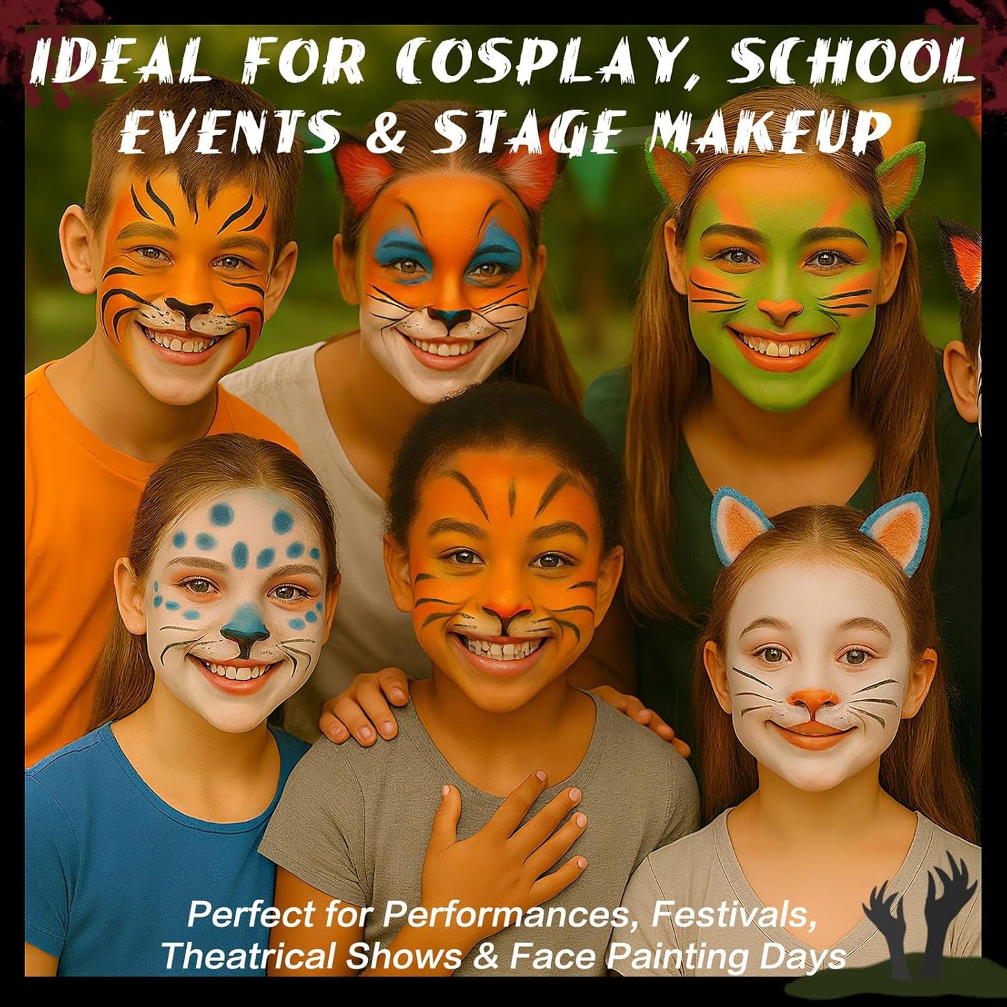 BOBISUKA Orange Face & Body Paint Stick Water-Based Washable Face Paint Makeup Stick for Halloween Pumpkin, Skeletons, Skull, Fox, Tiger, Cosplay, SFX, Sports Eye Black & Costume Party