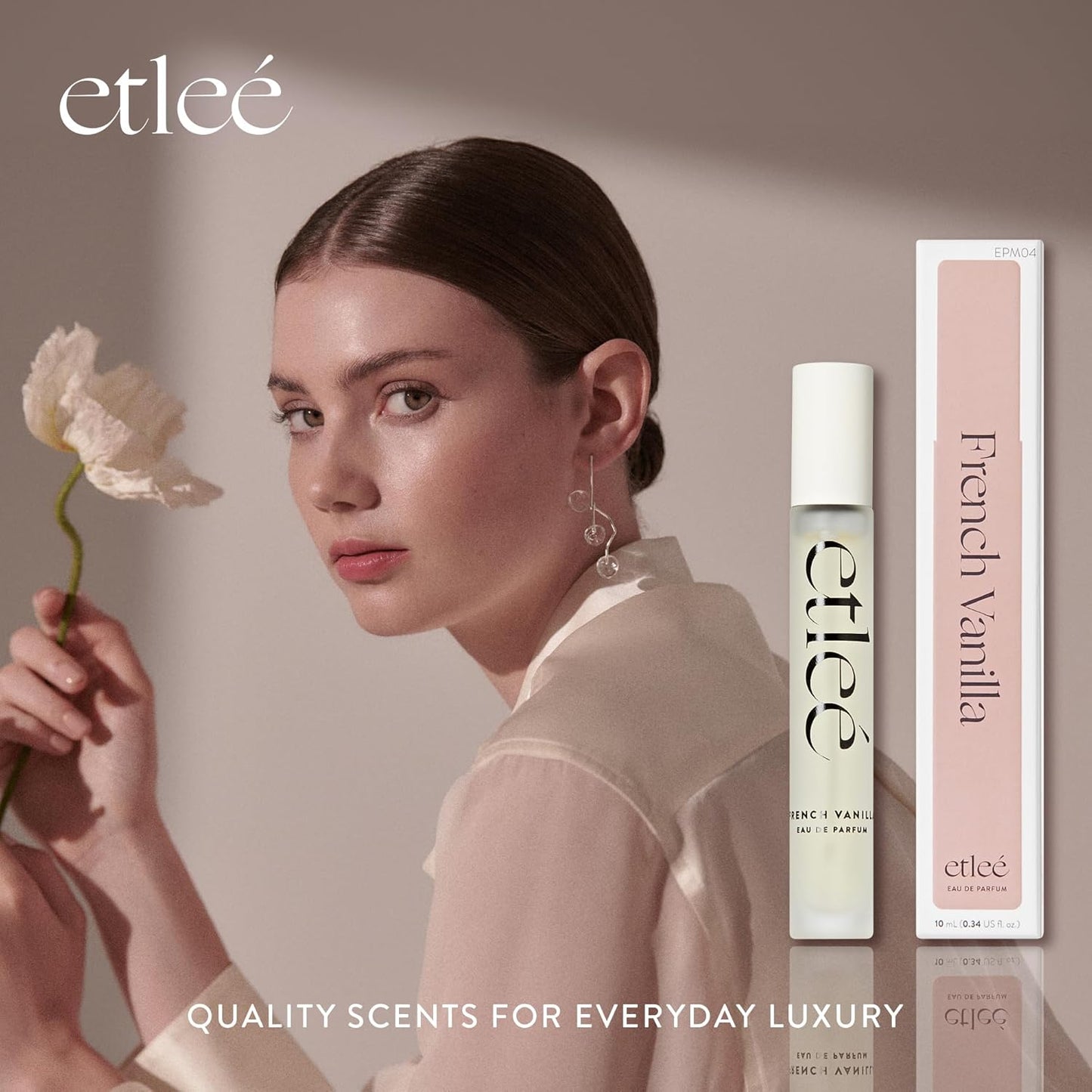 French Vanilla Eau de Parfum 0.34oz, Long Lasting Perfume Inspired by Kay Vanilla 28, Oriental Notes With Pear, Musk, Amber, Rose, Lily, Patchouli & Sandalwood, Luxury Fragrance for Women & Men