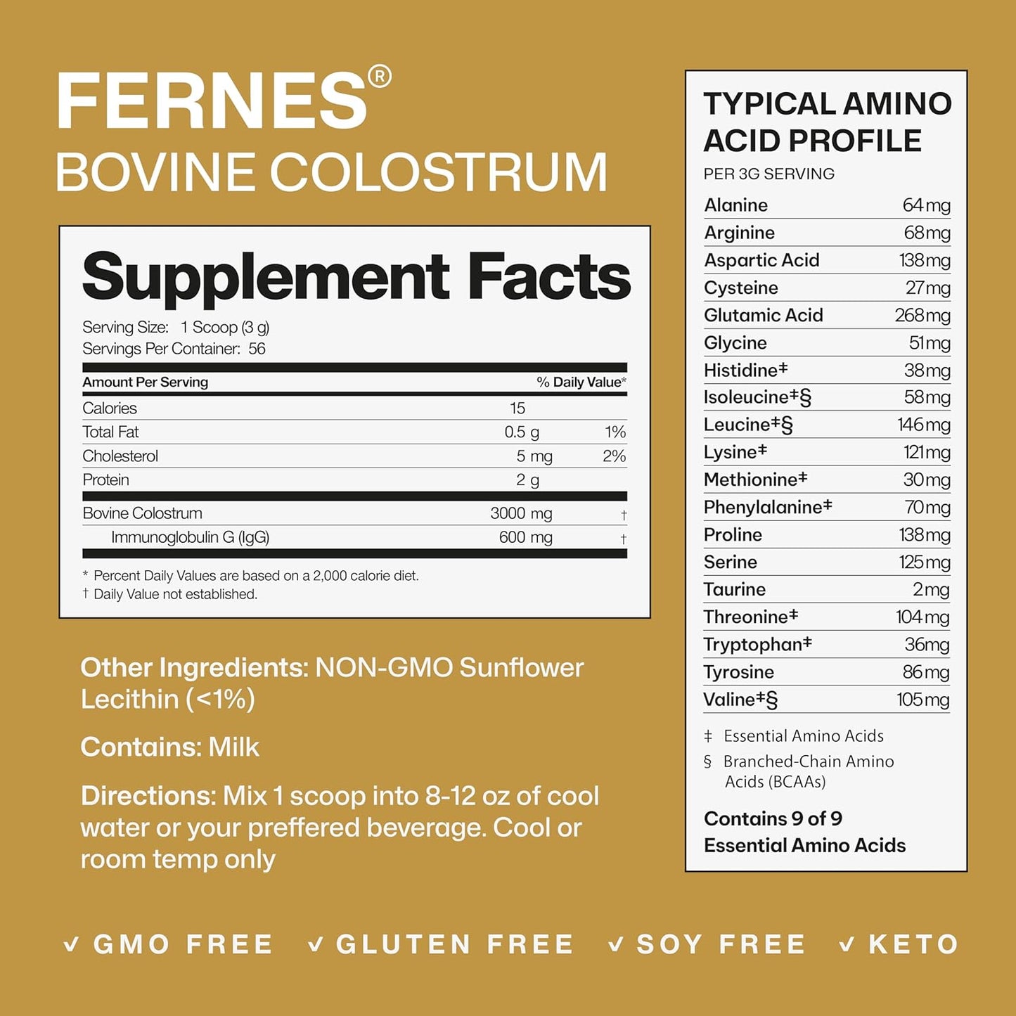 Grass Fed Whole Bovine Colostrum Powder for Women & Men – First Day Milking, Non GMO, Soy Free, Keto, Gluten Free – 56 Servings, 5.93 oz, Unflavored, Made in USA