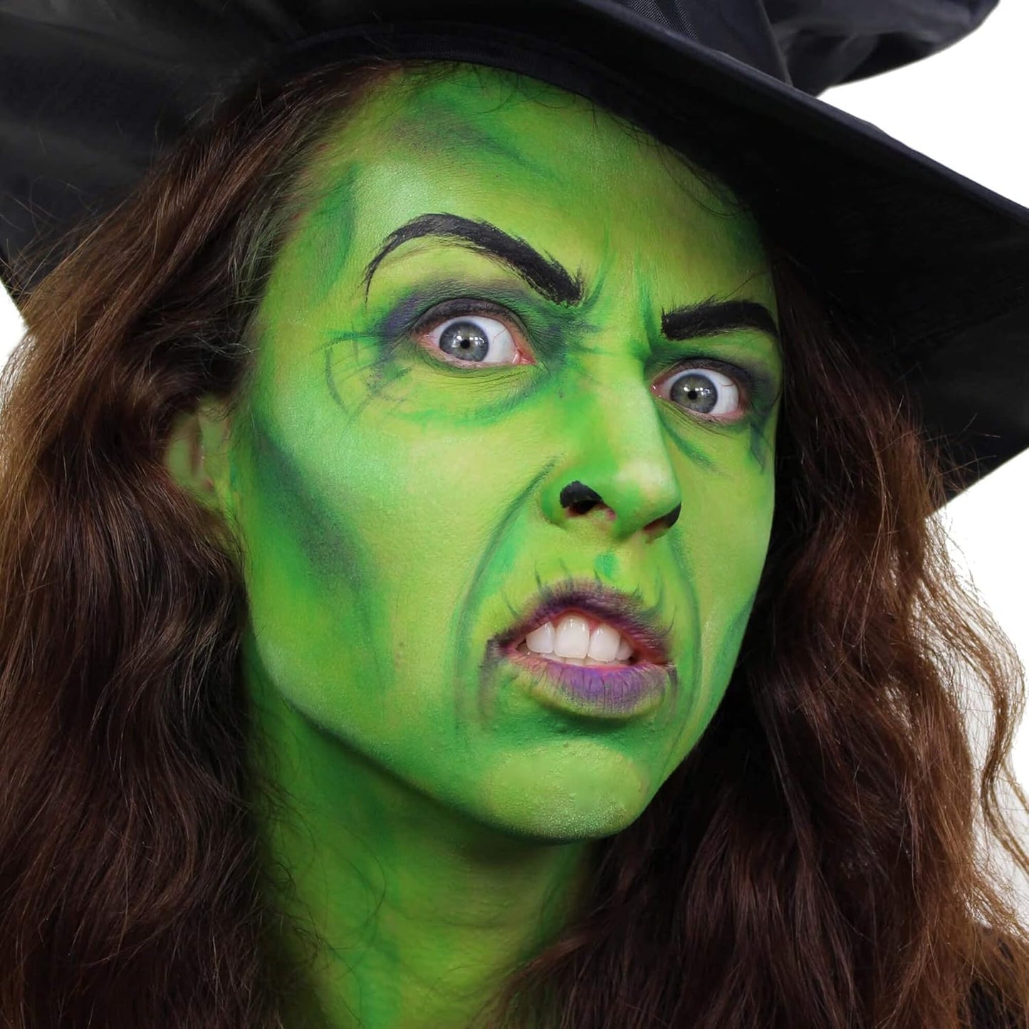 CCbeauty Light Green Witch Face Paint Stick,Face Panting Kit,Non Toxic SFX Makeup For Gamora Halloween Costume Cosplay,Professional FX Body Paint,Full Coverage Painting Foundation With Makeup Sponge