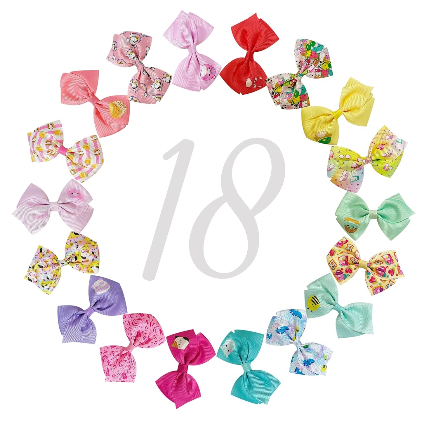 LUV HER Special Squishmallows Hair Accessories for Girls -18pc Hair Bow with Aligator Clips, Age 8+