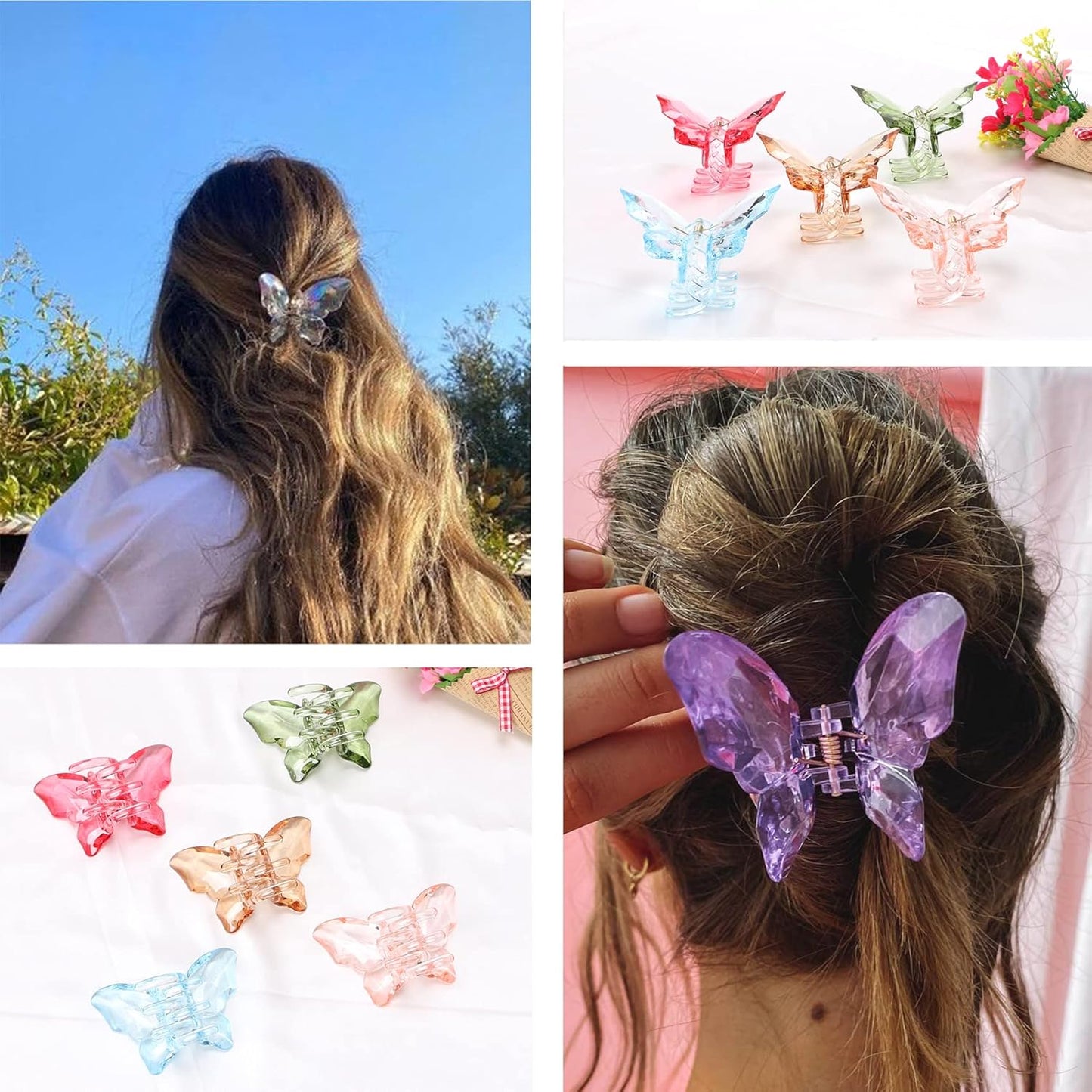NAISIER Hair Accessories - 3.3 inch Butterfly Hair Claw Clips, Large Sized Jaw Clips for Girls and Women, 5 Pack