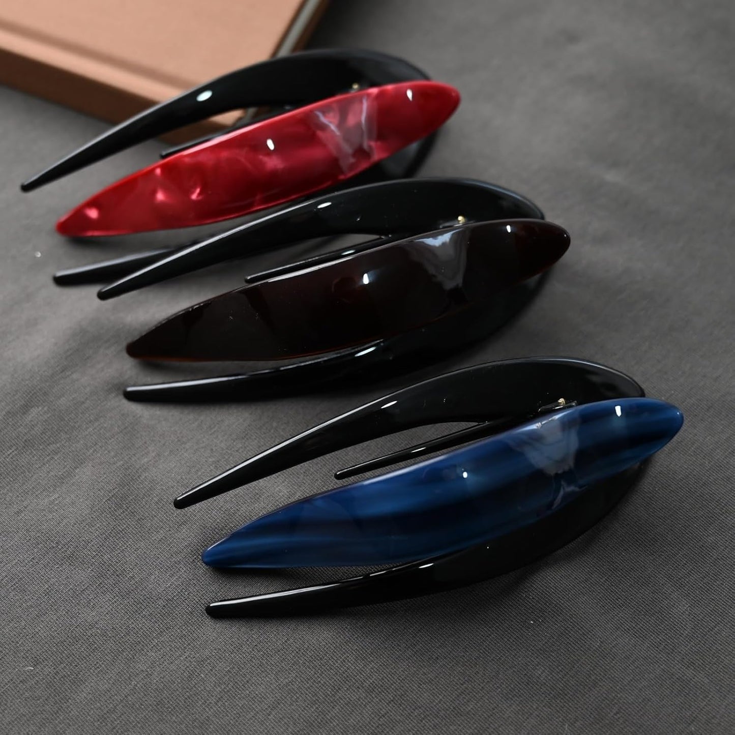 Handmade Celluloid French Design Tortoise Shell Barrettes Side-slide Opening Duck Luxury Fashion Accessories Hair Clip Claw for Women (chocolate)