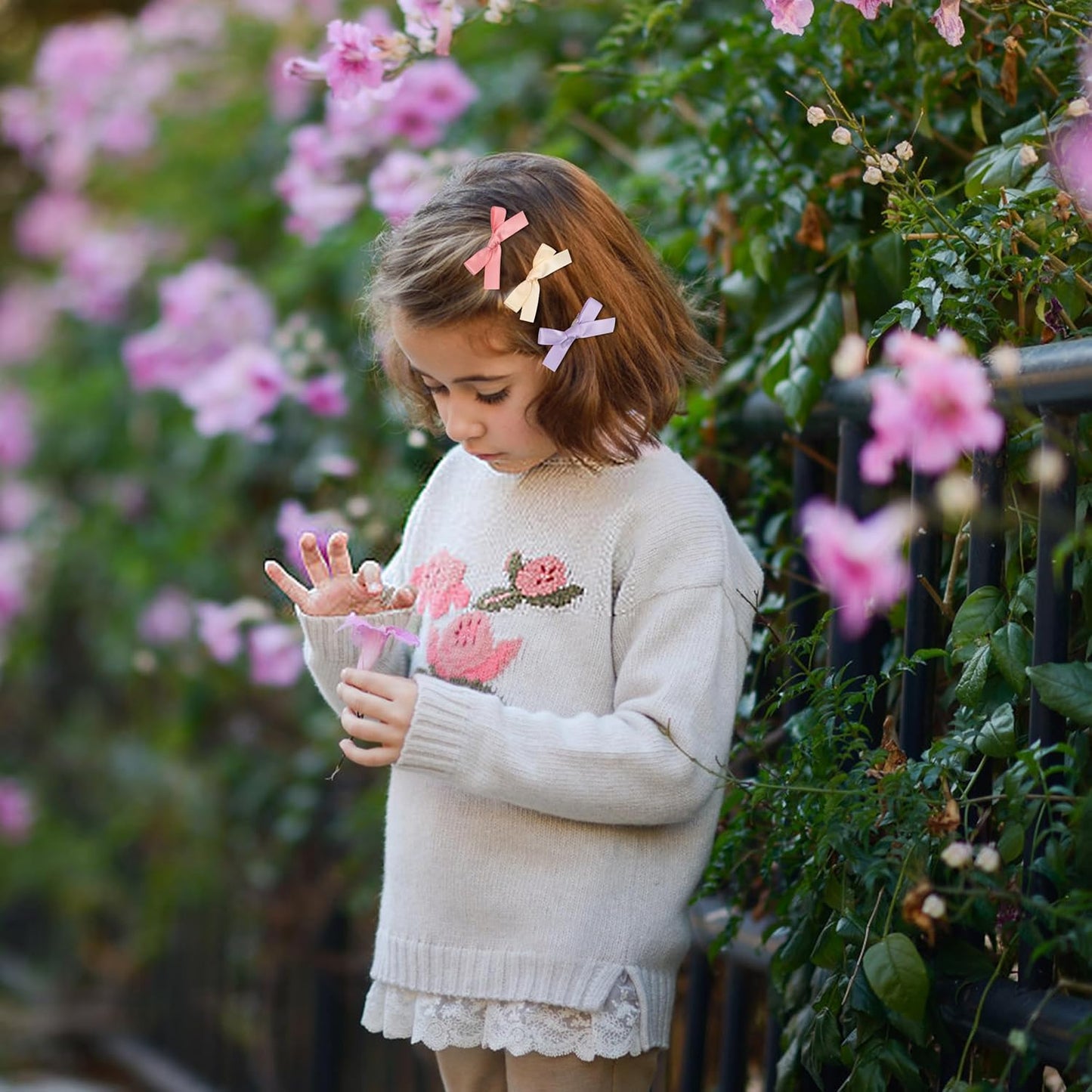 12 PCS Small Hair Ribbon Bow Clips for Women, Girls, Teens, Toddlers, Pink Coquette Barette Hair Clips Accessories