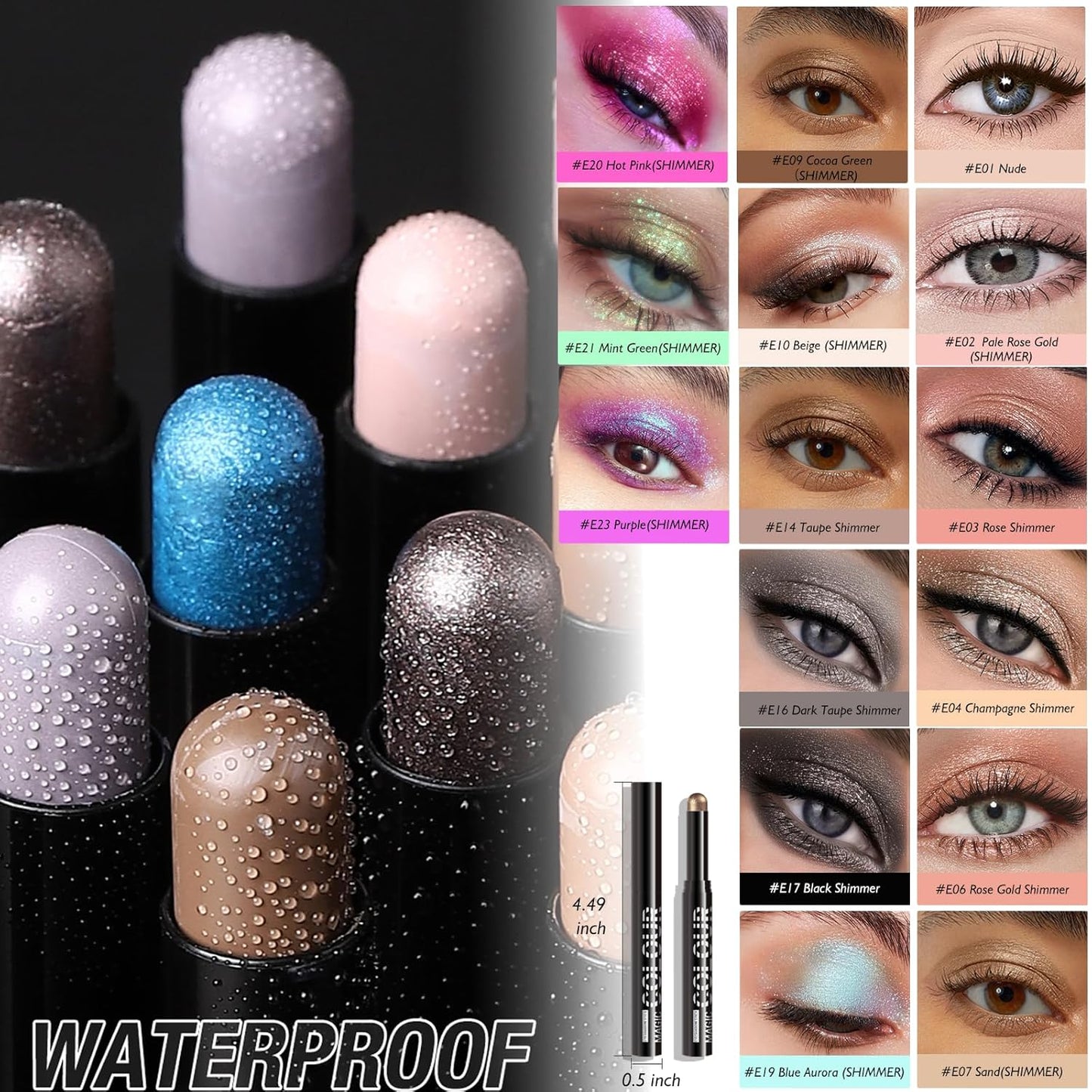 Glitter Eyeshadow Stick - Blue Holographic Shimmer Long Lasting Cream Eye Shadow Pencil Buildable Sparkling Face Highlighter Makeup, Lightweight Waterproof & Smudge Proof for Easy Application