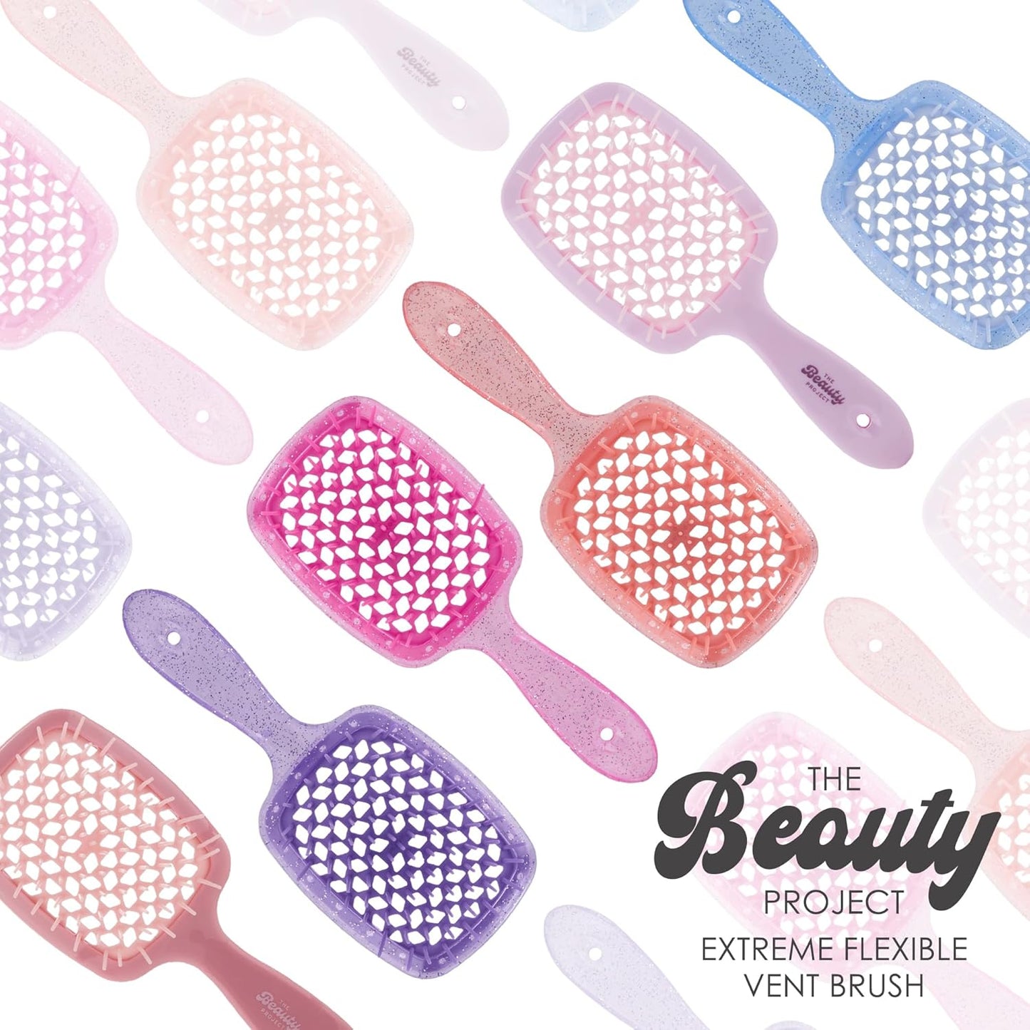 Detangling Brush for All Wet or Dry Hair Types - Pain-Free Brushing, Vented Hair Brush - Lightweight Handle with Extreme Flex to Contour to Scalp (Purple Glitter)