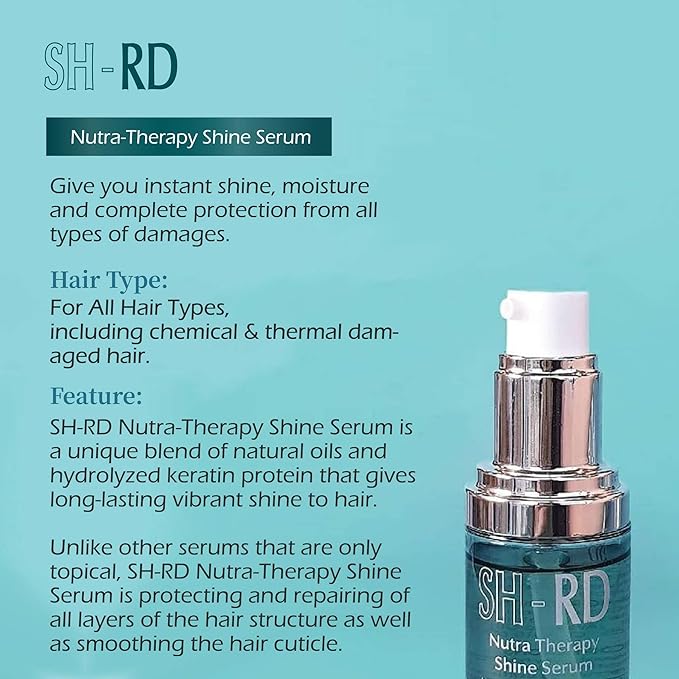 SH-RD Nutra-Therapy Shine Serum | Leave-In Hair Oil for All Hair Types | Moroccan & Avocado Oils, Rosemary Extract | Anti-Frizz, Heat & Color Protection, Enhances Shine | Floral Scent - 36ml