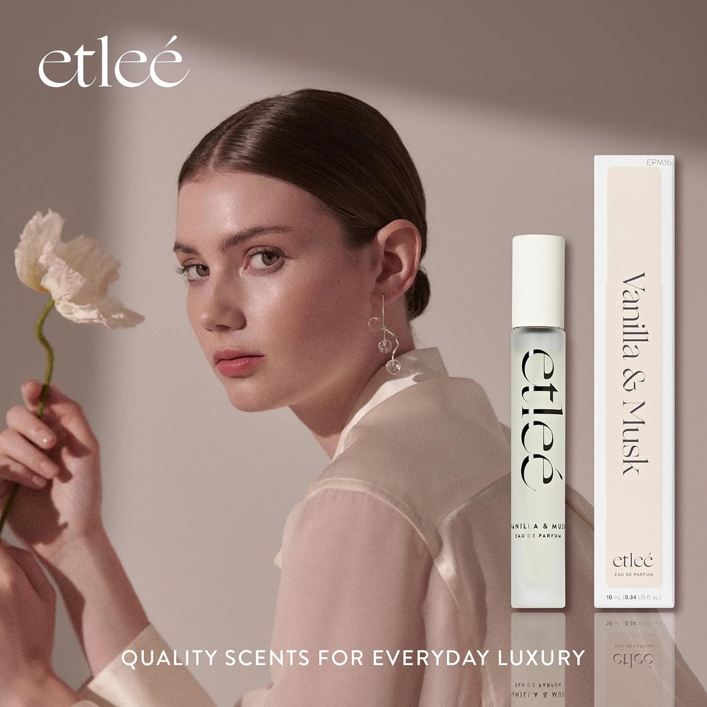 Vanilla & Musk Eau de Parfum 0.34oz, Long Lasting Perfume Inspired by Phlr Vanilla Skin, Floral Fruity Gourmand Notes With Amber, Sandalwood, Cypress & Orchid, Luxury Fragrance for Women & Men