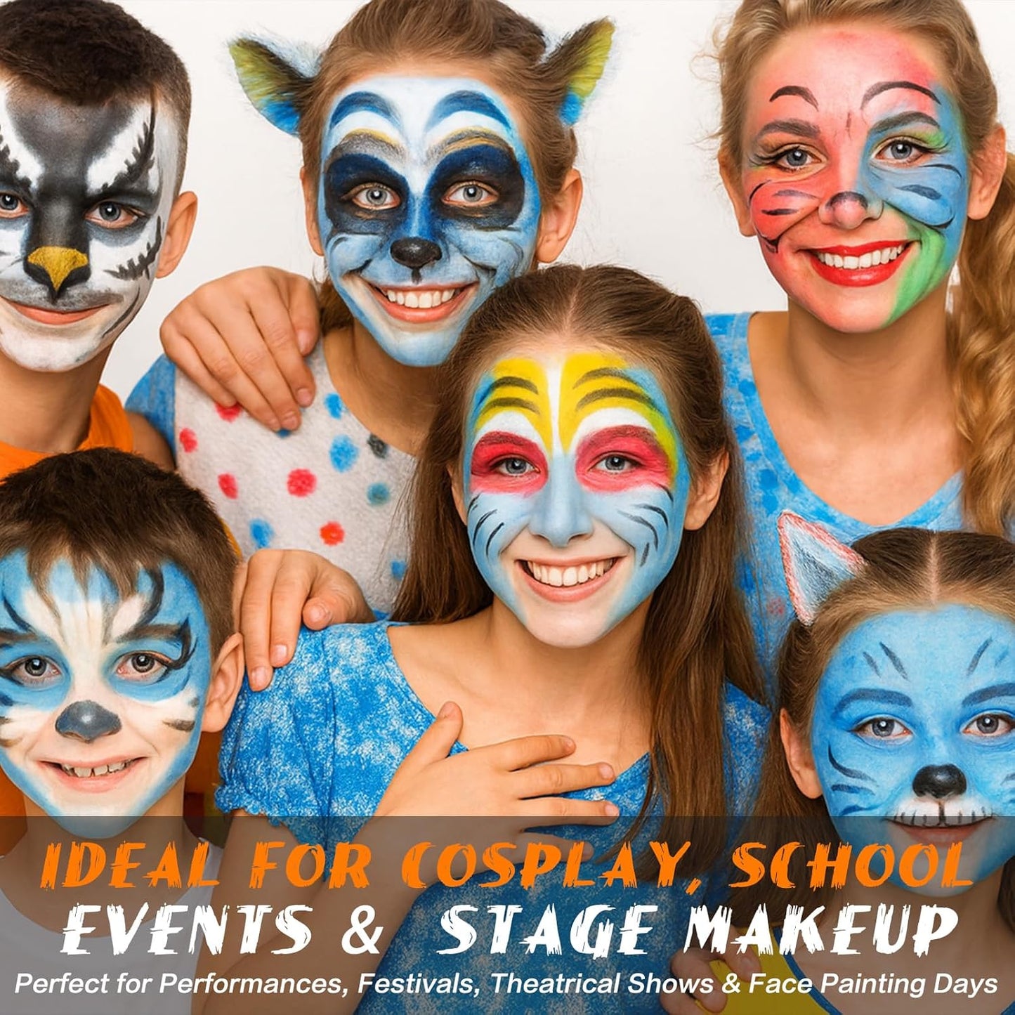 BOBISUKA Light Blue Face Body Paint Stick Washable Water-Based Face Paint Makeup Stick for Halloween Corpse Bride, Sally, Avatar, Skeleton, Skull, Smurf, Cosplay, SFX, Sports Eye Black & Costume Party